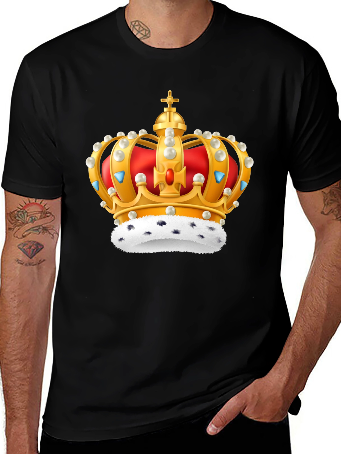 Crown Graphic Black T-Shirt - Regal Design