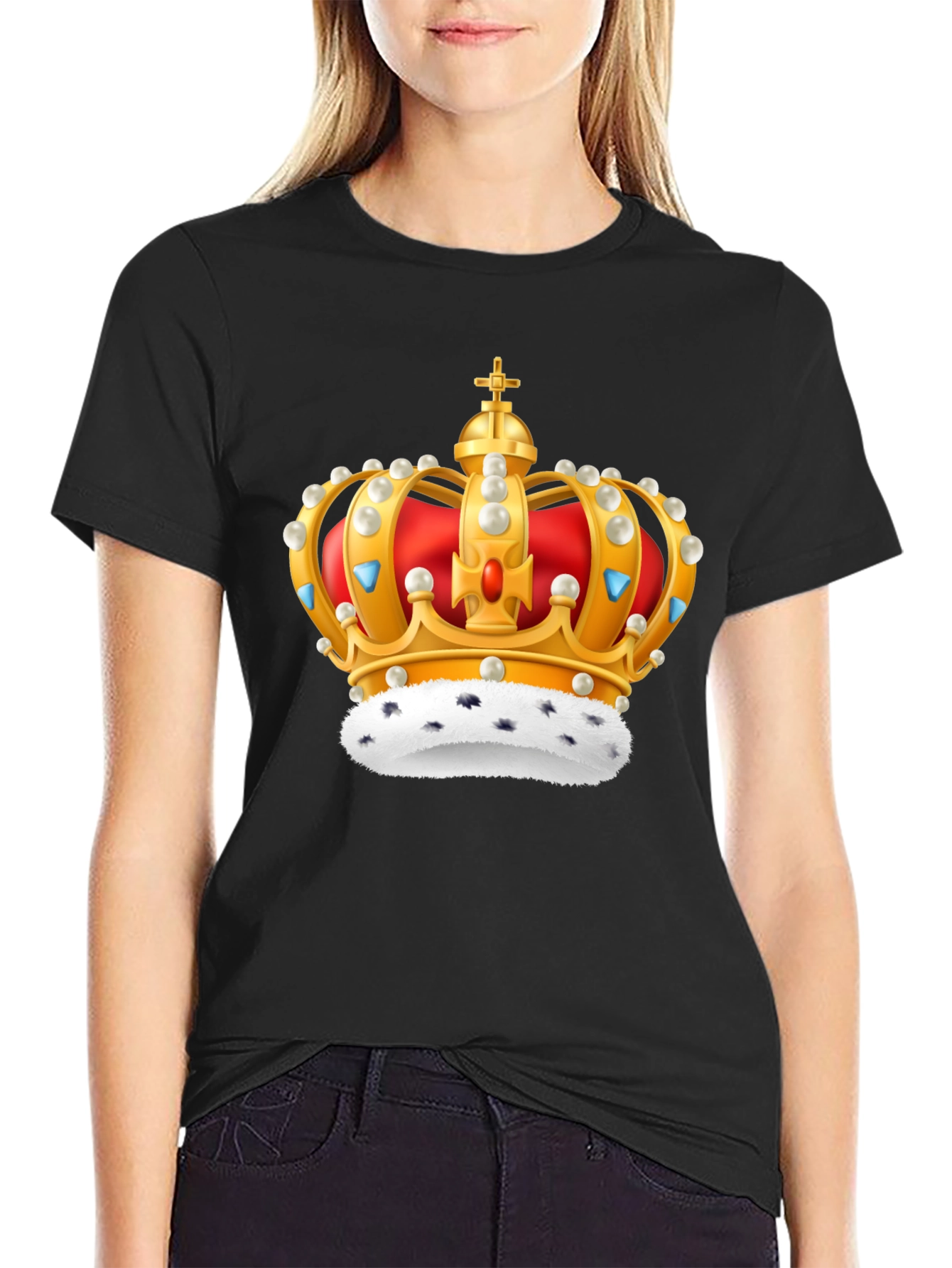 Crown Graphic Black T-Shirt - Regal Design