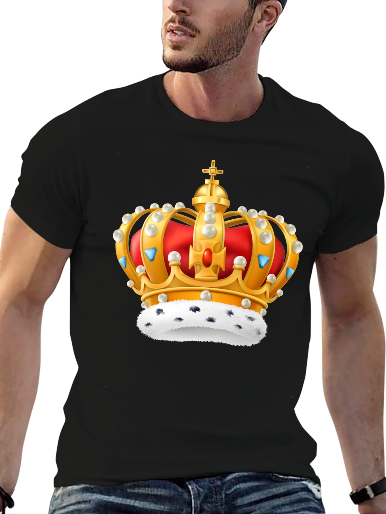 Crown Graphic Black T-Shirt - Regal Design