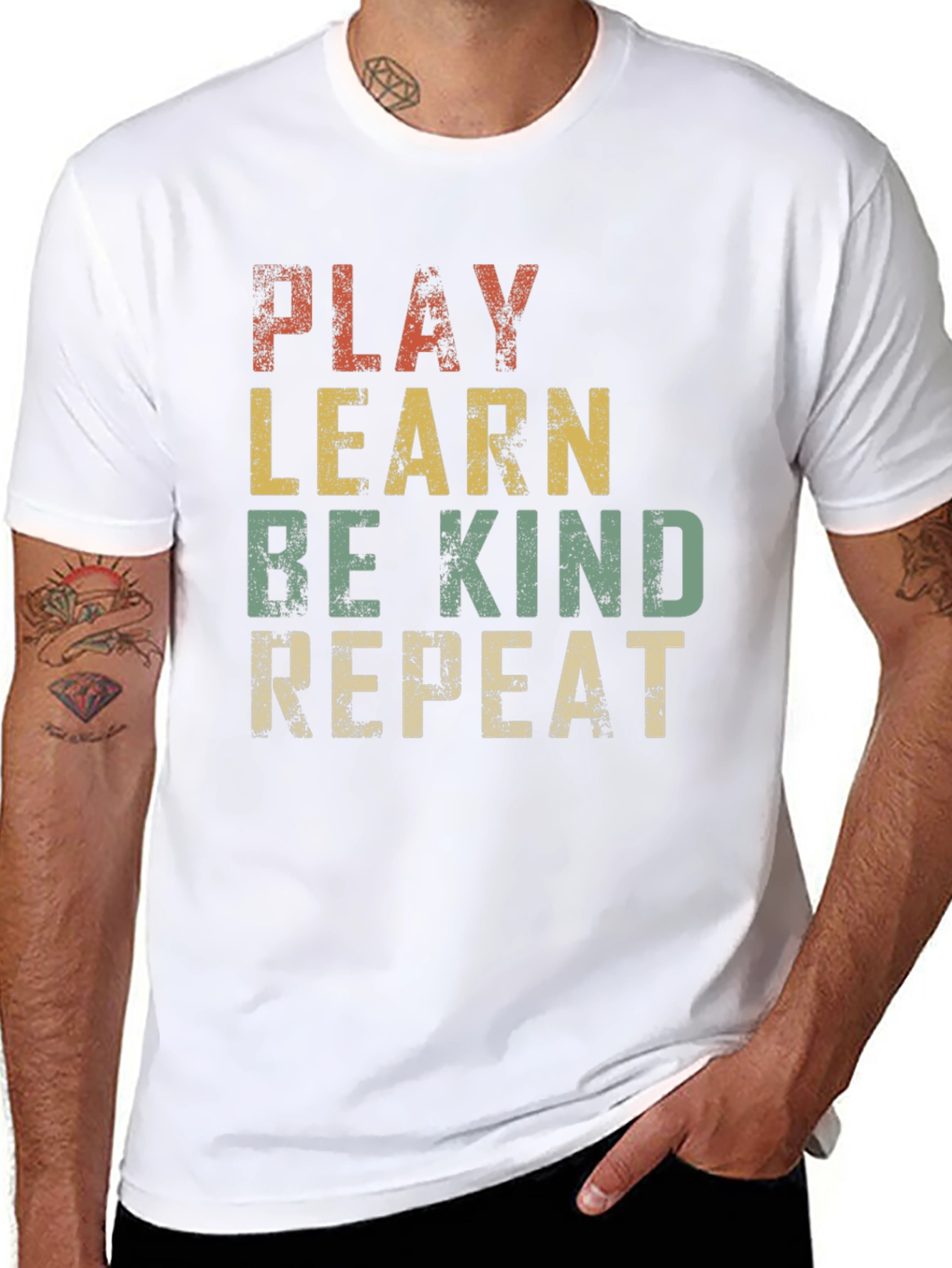 Play Learn Be Kind Repeat Graphic T-Shirt
