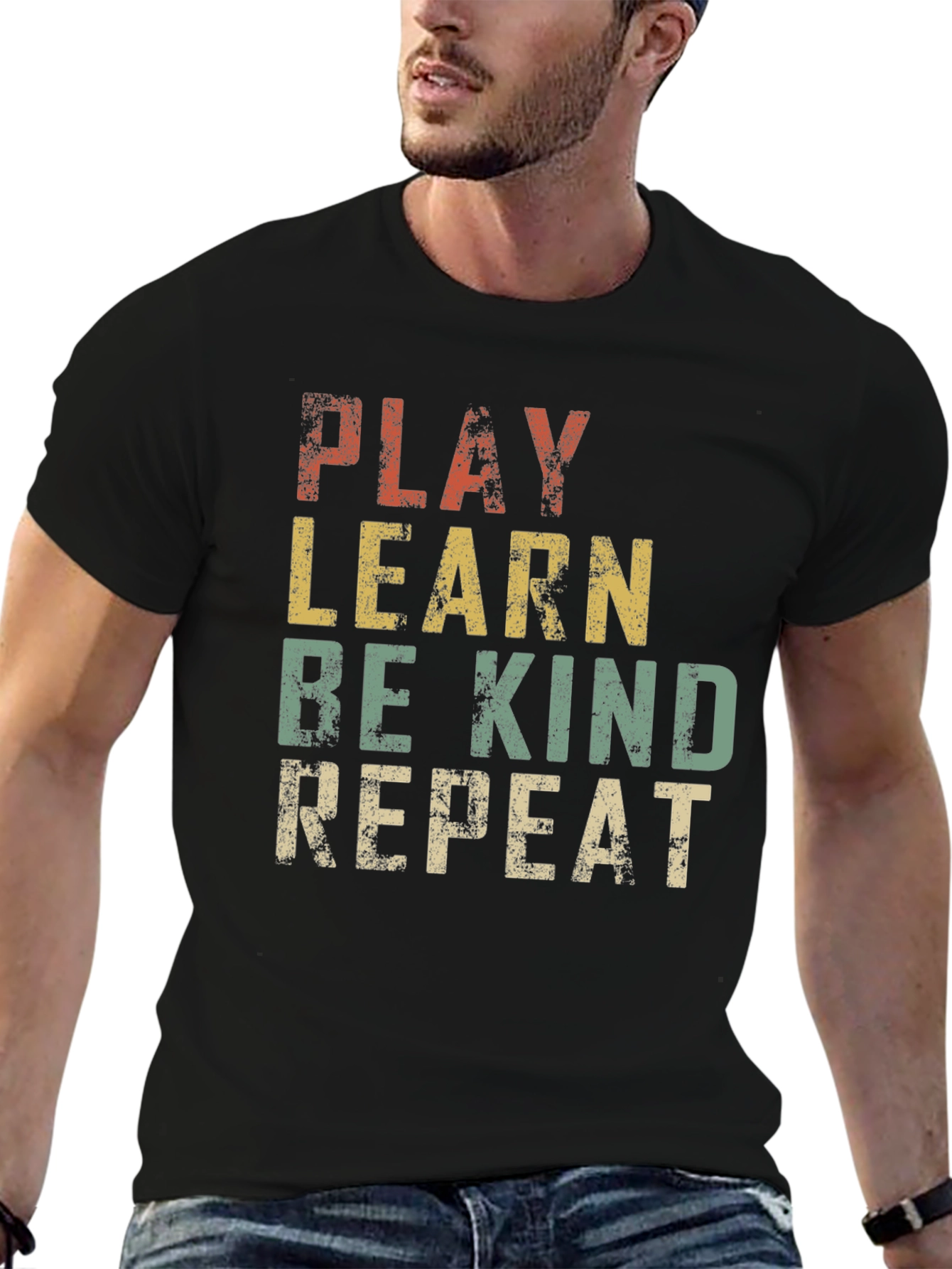 Play Learn Be Kind Repeat Graphic T-Shirt