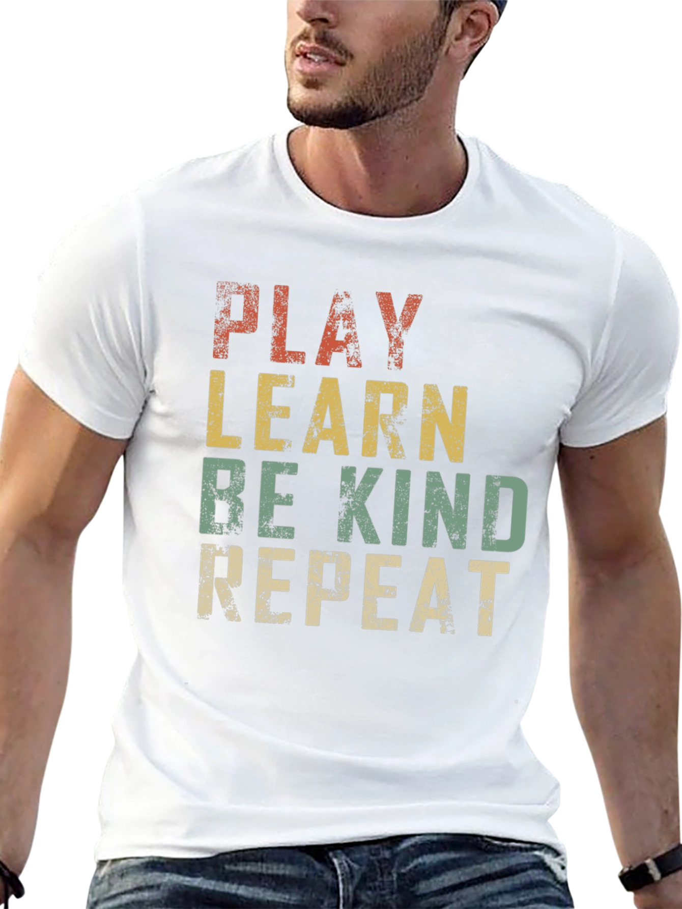 Play Learn Be Kind Repeat Graphic T-Shirt