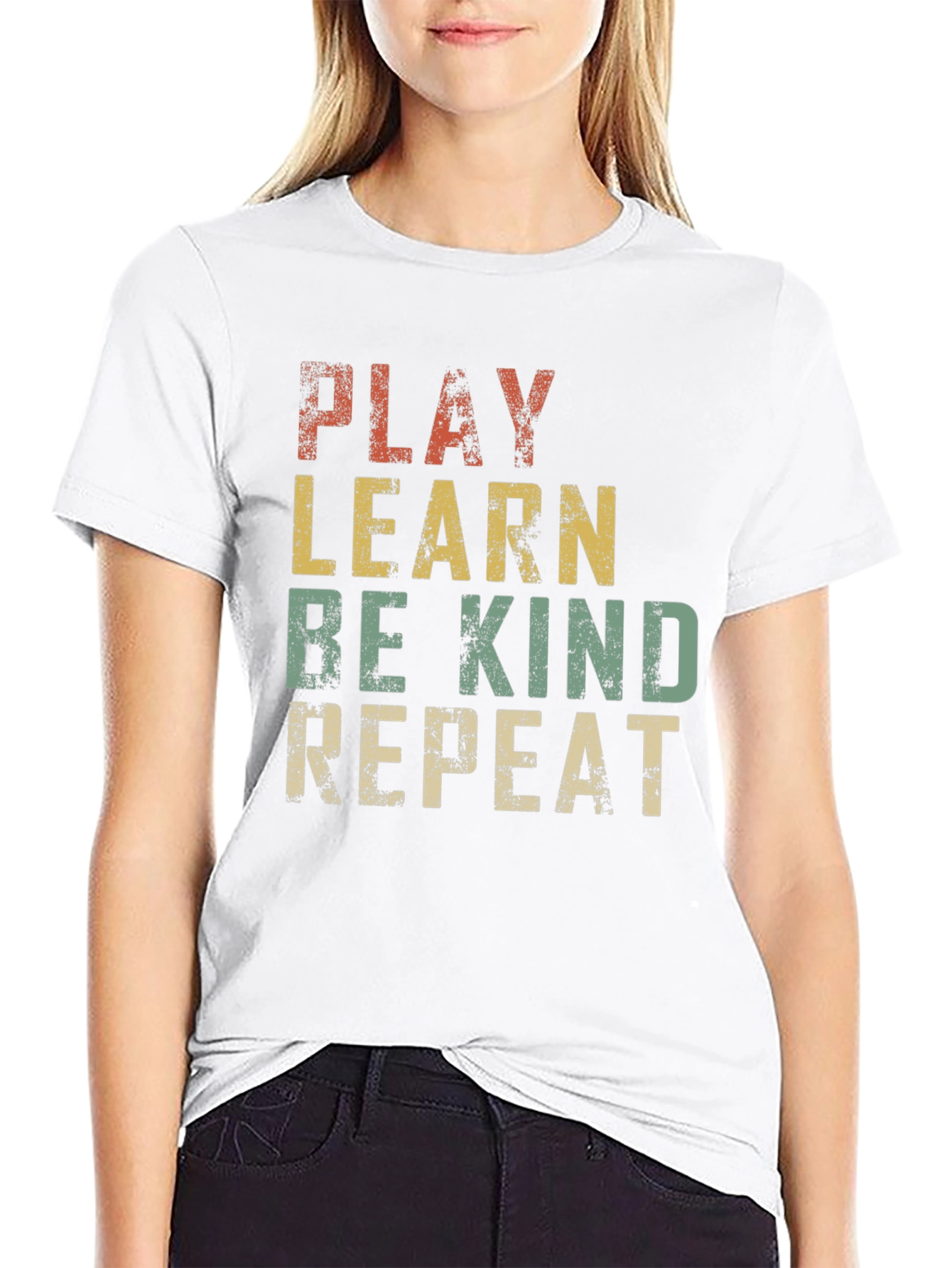 Play Learn Be Kind Repeat Graphic T-Shirt
