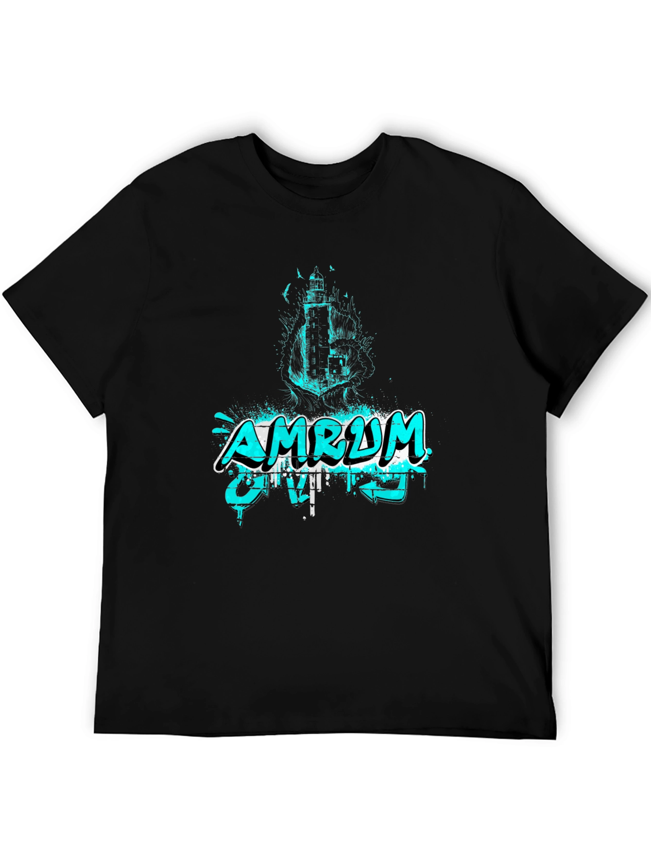 Amrum Island Lighthouse Graphic Tee - Black