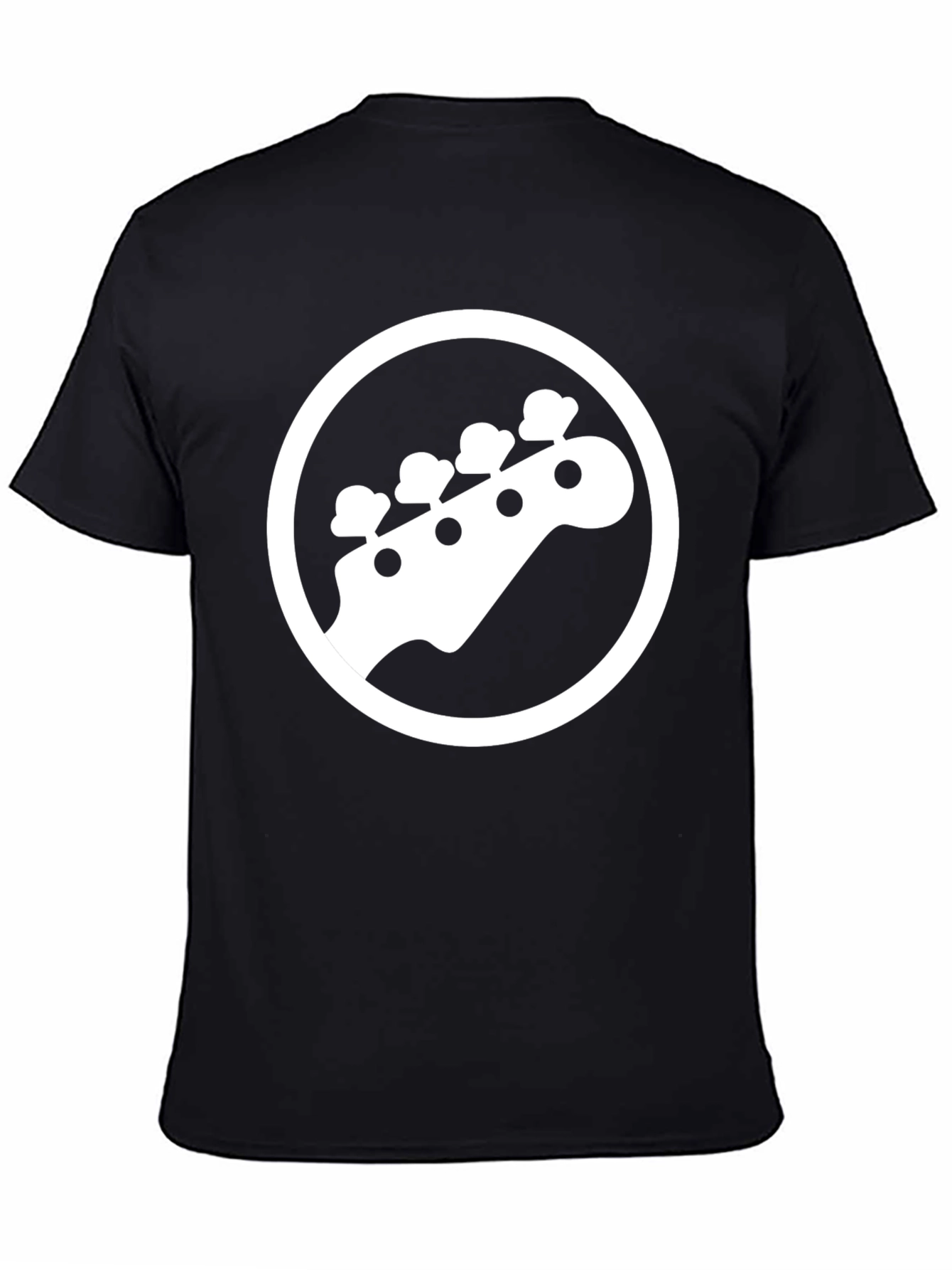 Black T-Shirt with White Bass Guitar Graphic