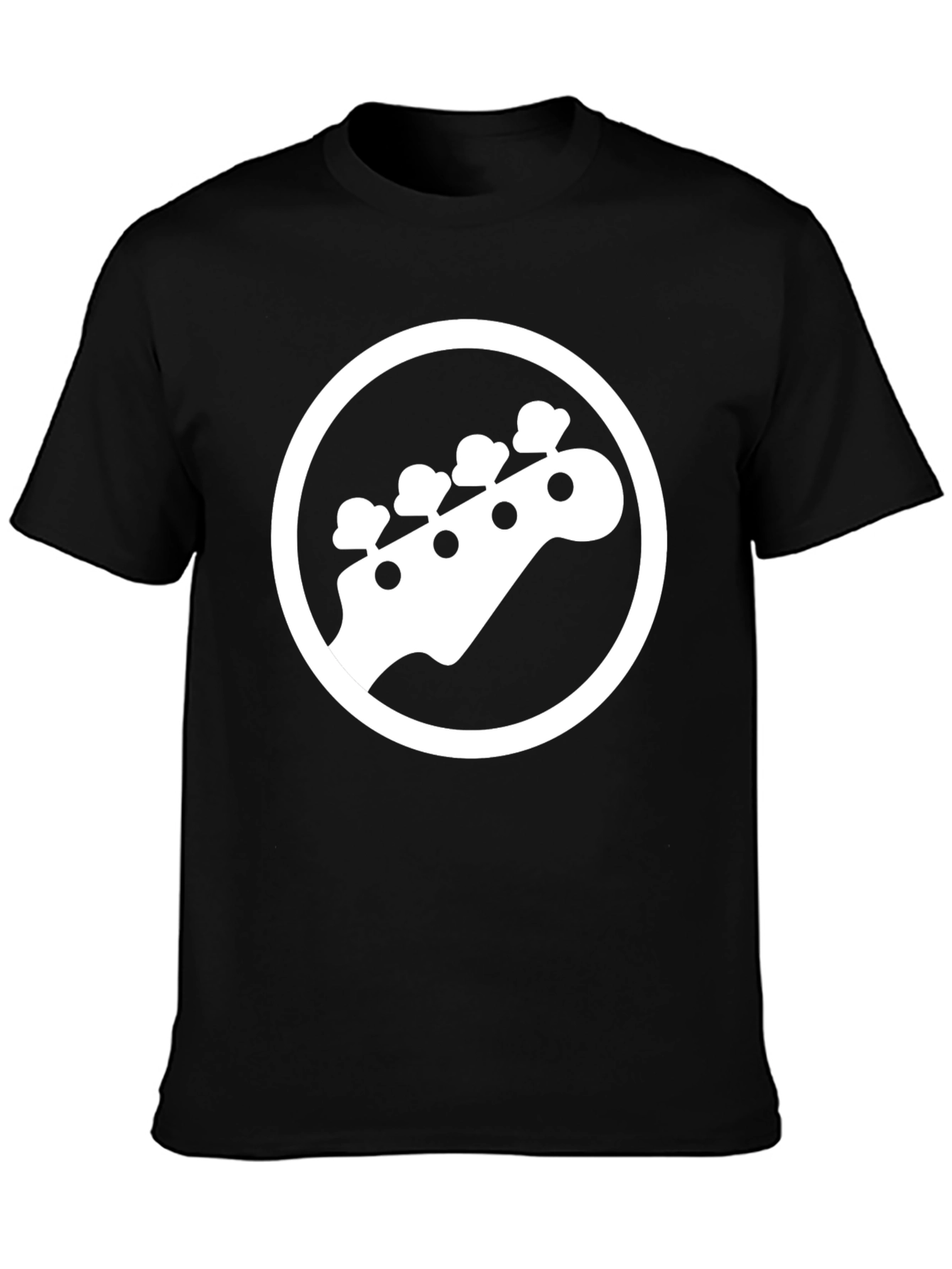 Black T-Shirt with White Bass Guitar Graphic