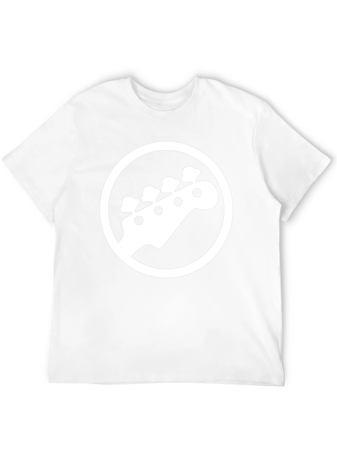 Black T-Shirt with White Bass Guitar Graphic