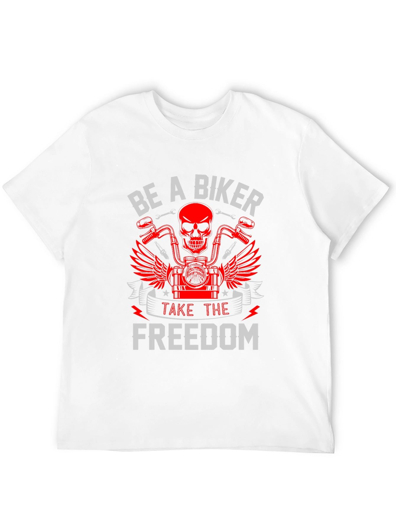 Be A Biker T-Shirt Skull & Motorcycle Graphic