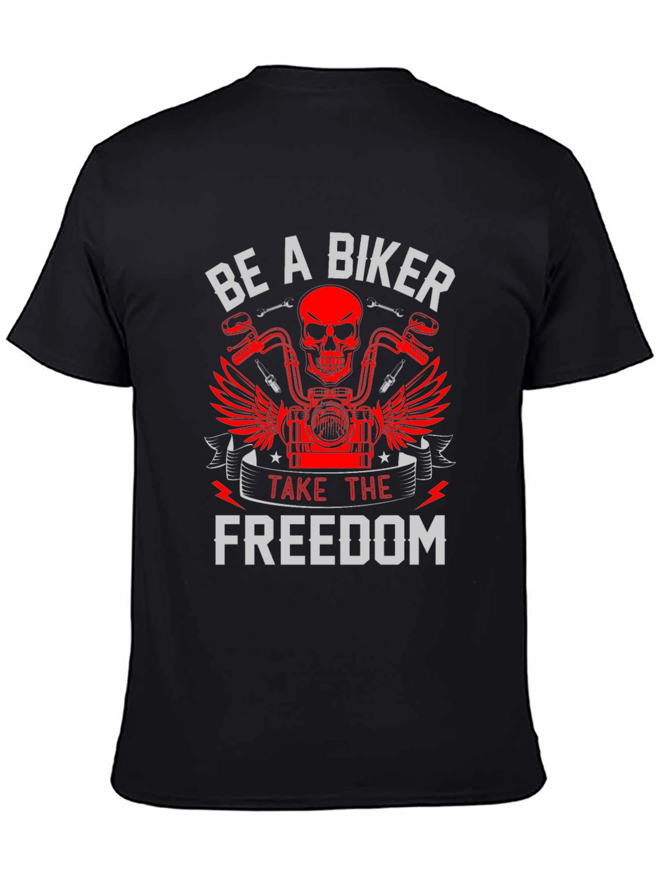 Be A Biker T-Shirt Skull & Motorcycle Graphic