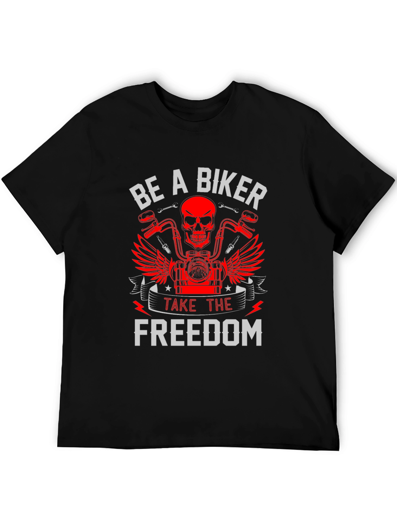 Be A Biker T-Shirt Skull & Motorcycle Graphic