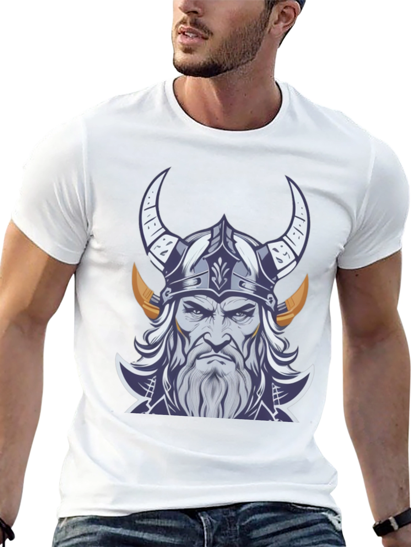 Viking Warrior Graphic Tee - Black Cotton T-Shirt
