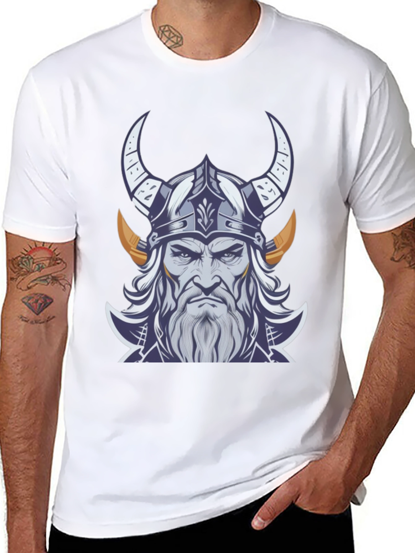 Viking Warrior Graphic Tee - Black Cotton T-Shirt