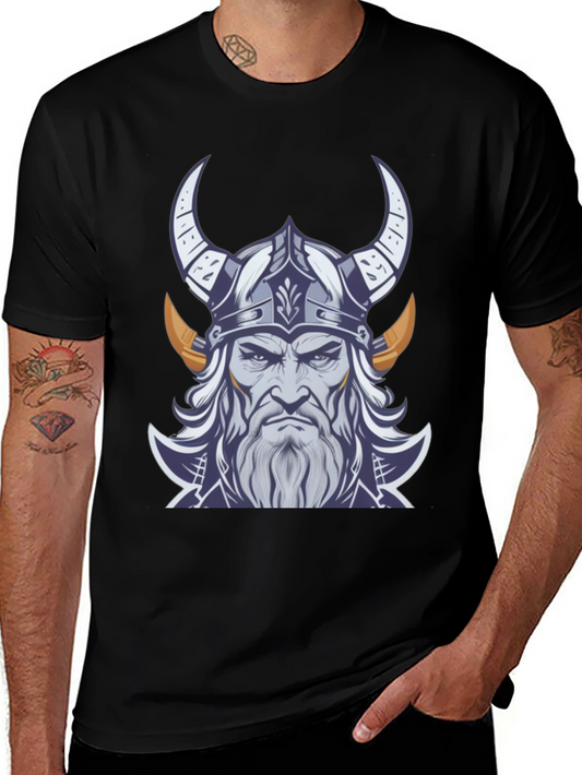 Viking Warrior Graphic Tee - Black Cotton T-Shirt