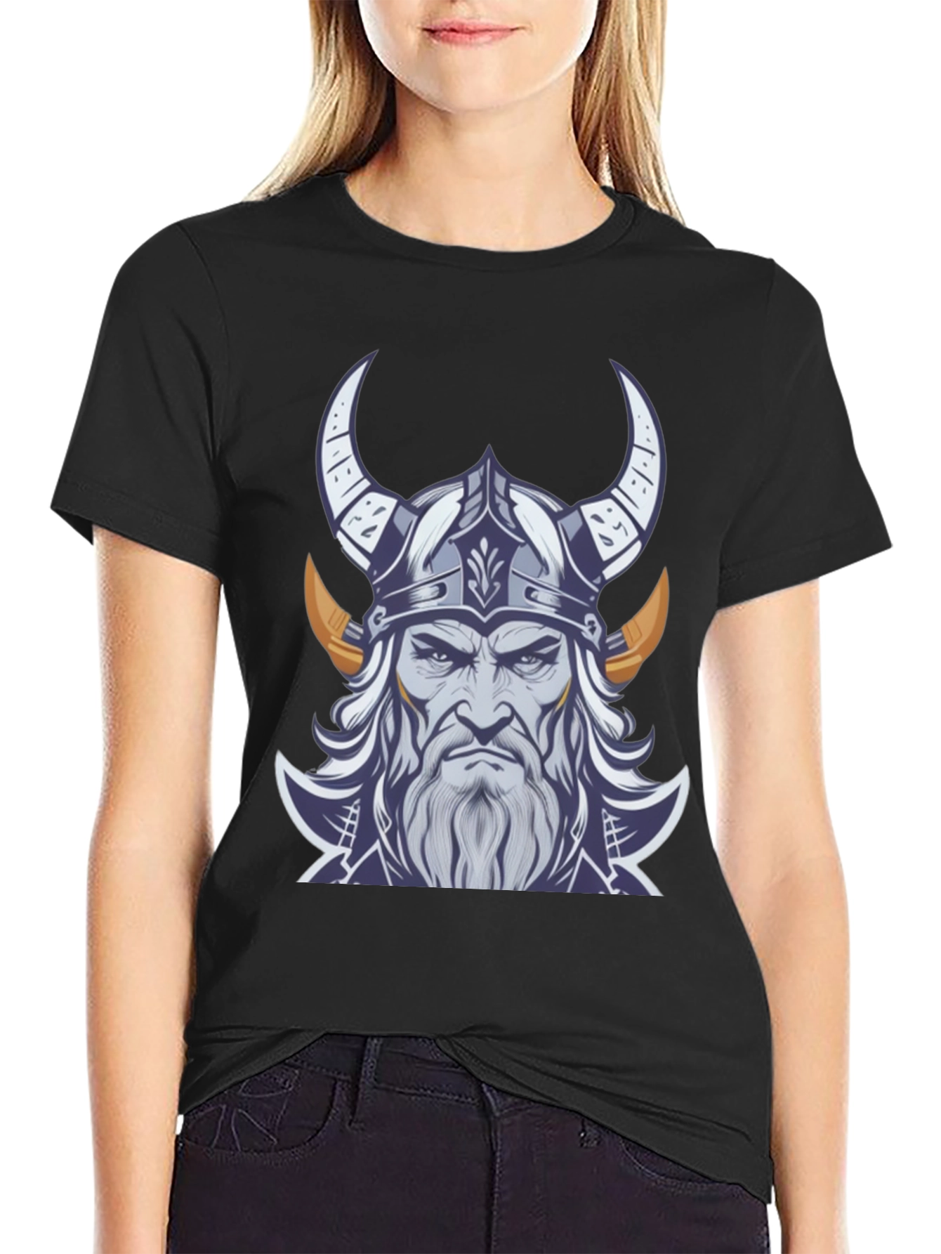 Viking Warrior Graphic Tee - Black Cotton T-Shirt