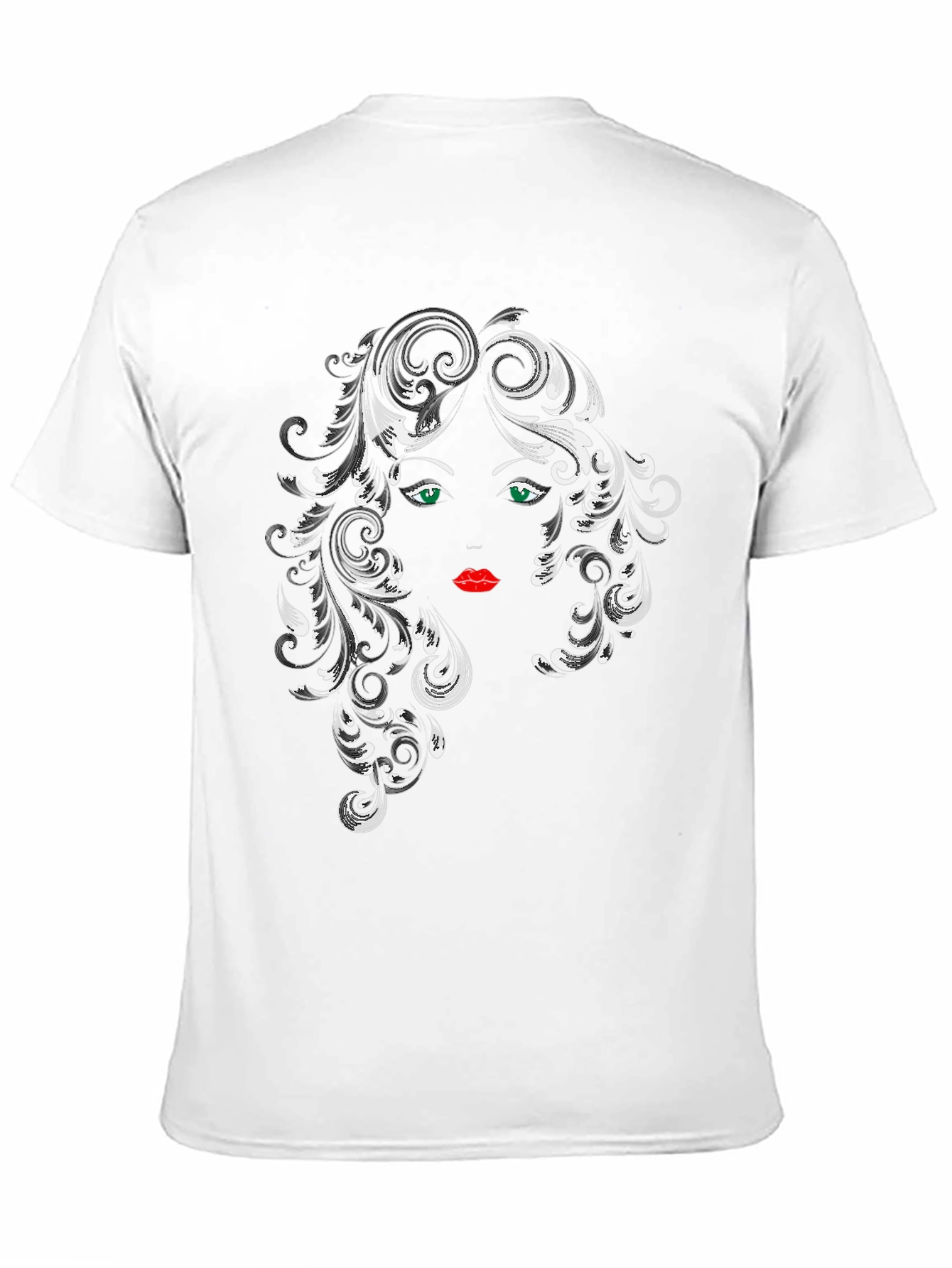 Stylish Black T-Shirt with Artistic Woman Face Graphic