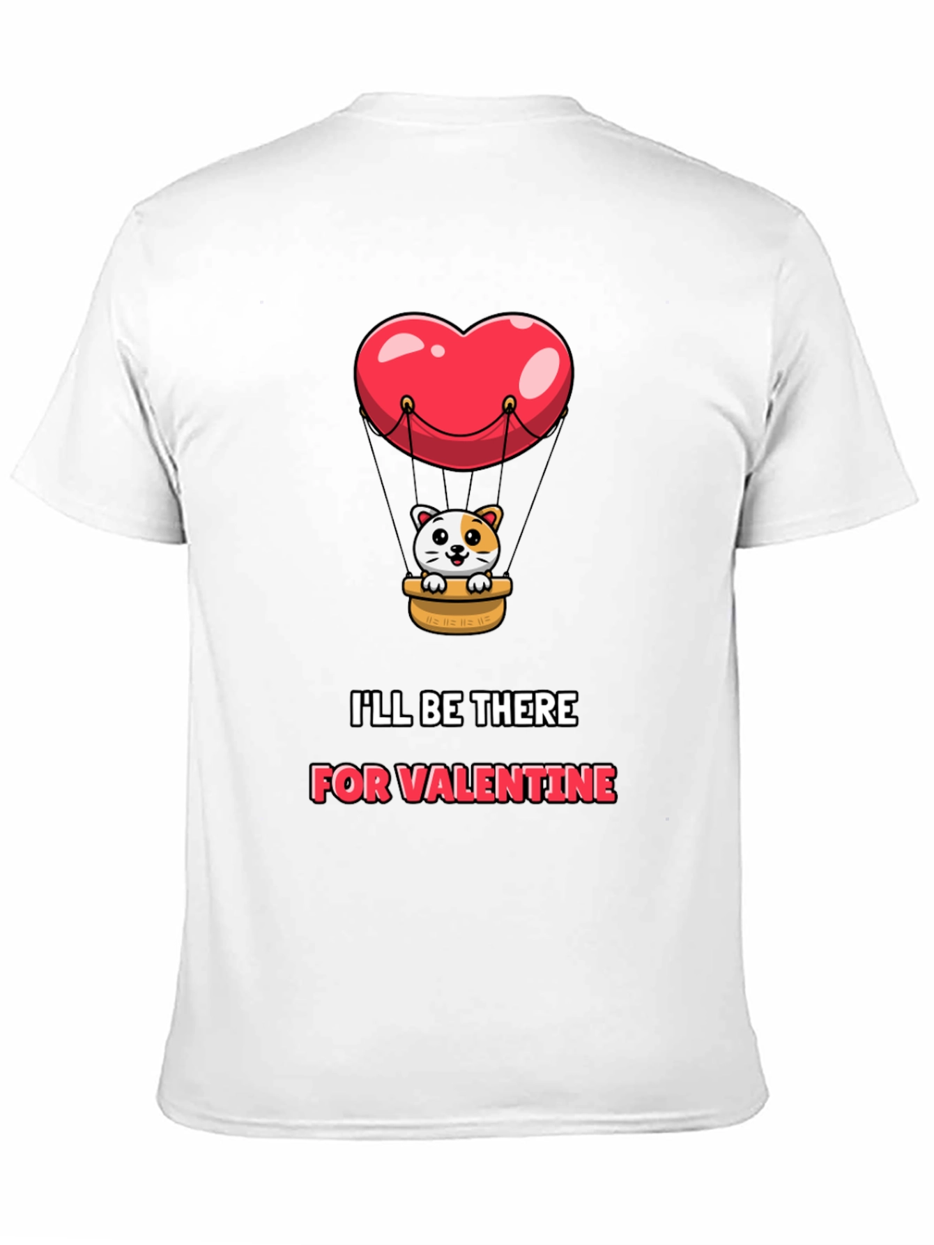 Valentine Cat Heart Balloon Graphic Tee