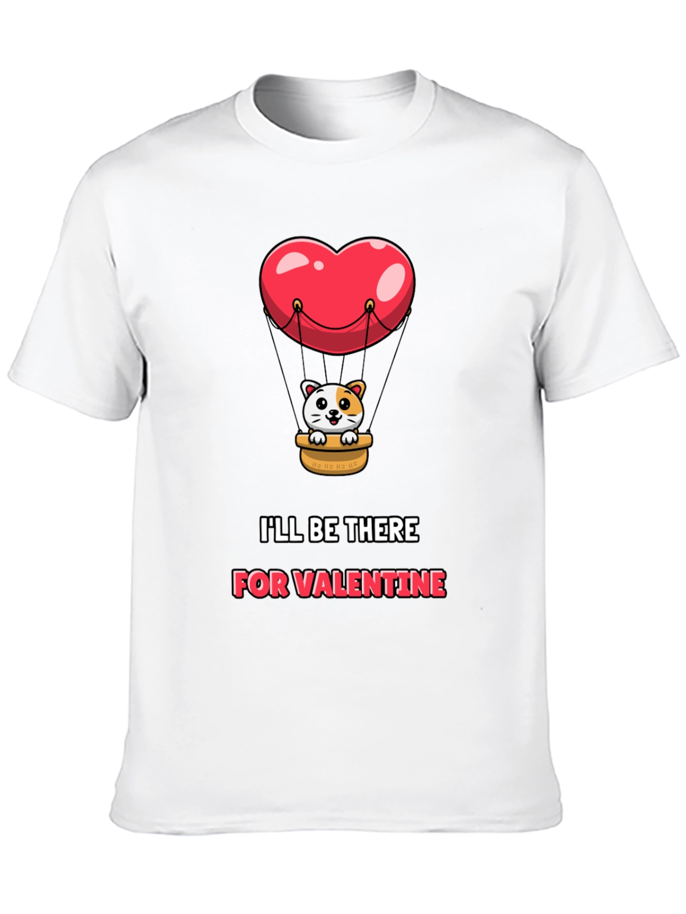 Valentine Cat Heart Balloon Graphic Tee