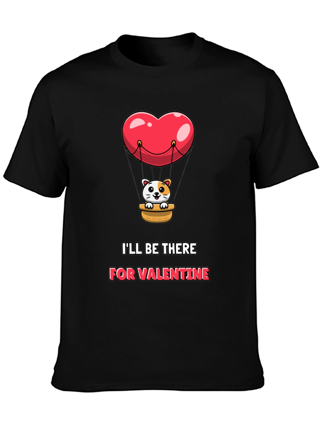 Valentine Cat Heart Balloon Graphic Tee