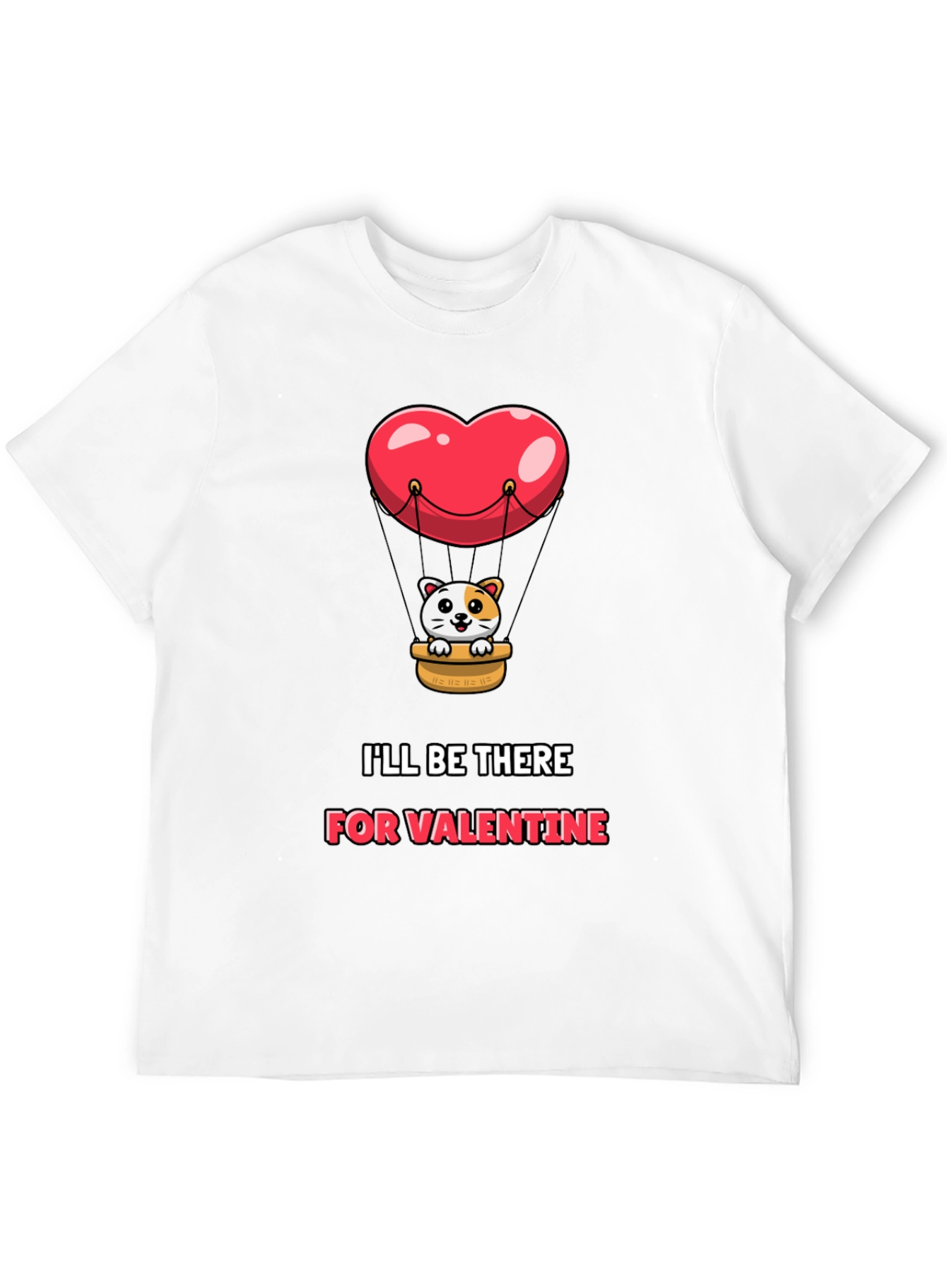 Valentine Cat Heart Balloon Graphic Tee