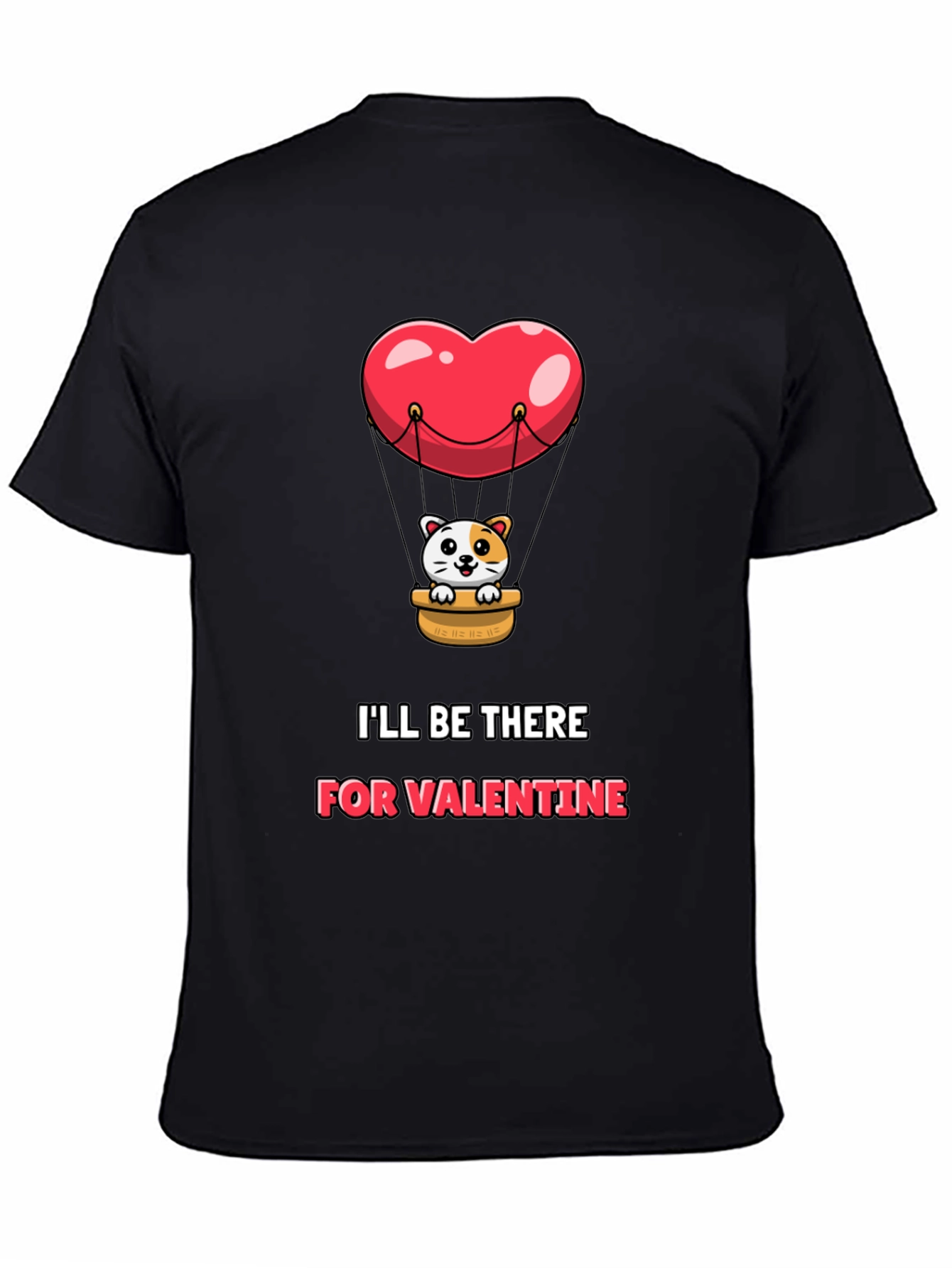 Valentine Cat Heart Balloon Graphic Tee