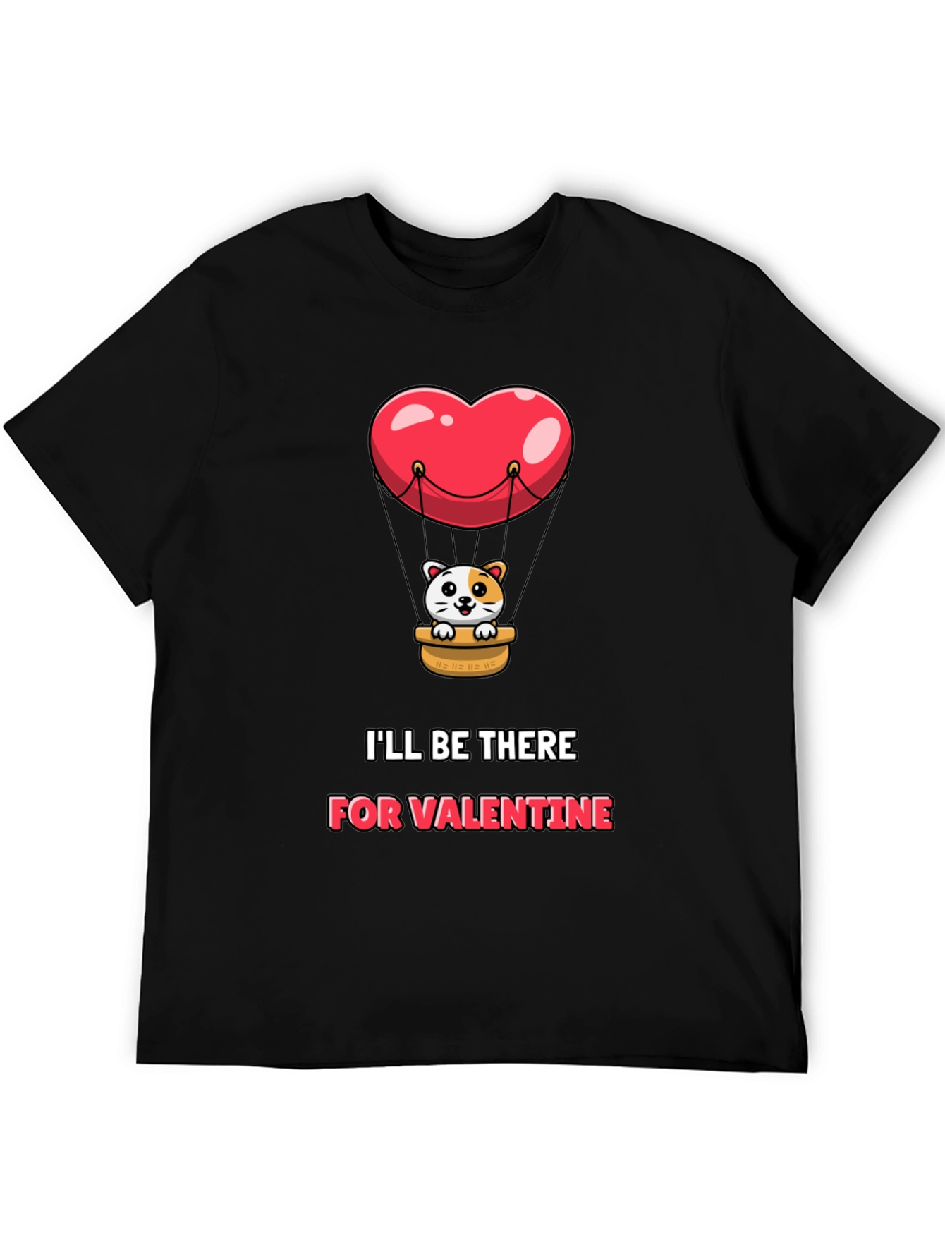 Valentine Cat Heart Balloon Graphic Tee