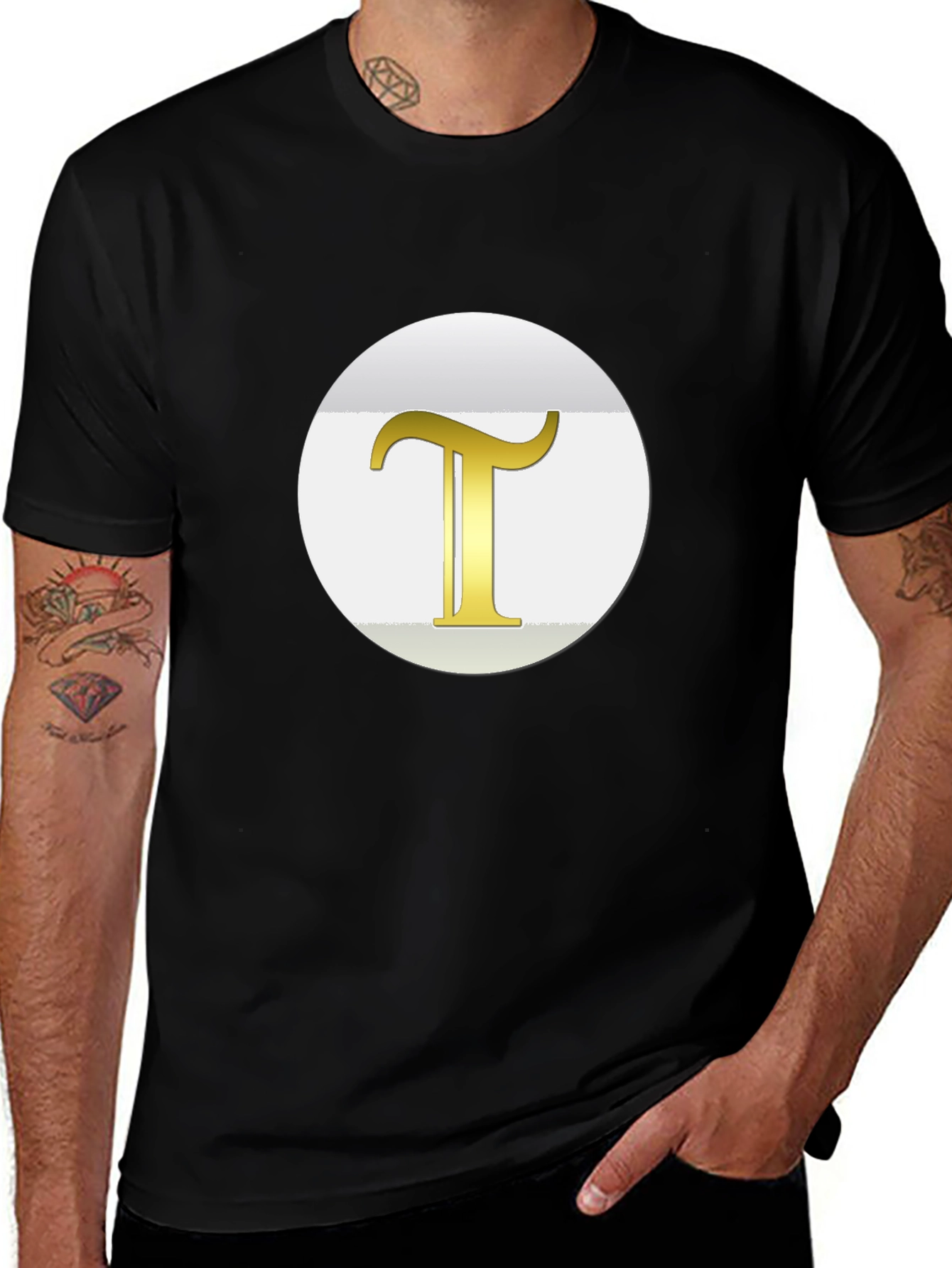 Golden T Initial Black T-Shirt