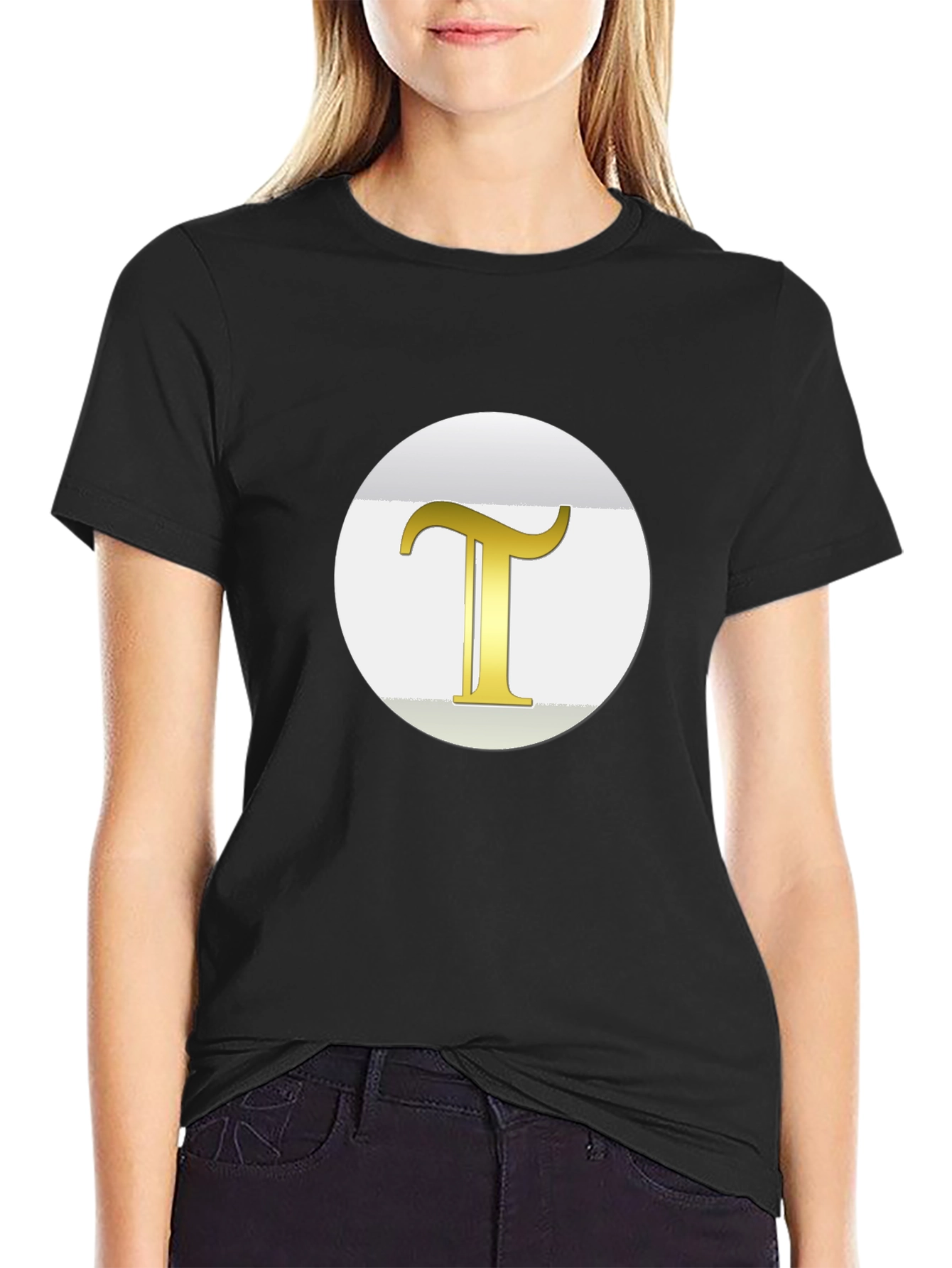 Golden T Initial Black T-Shirt