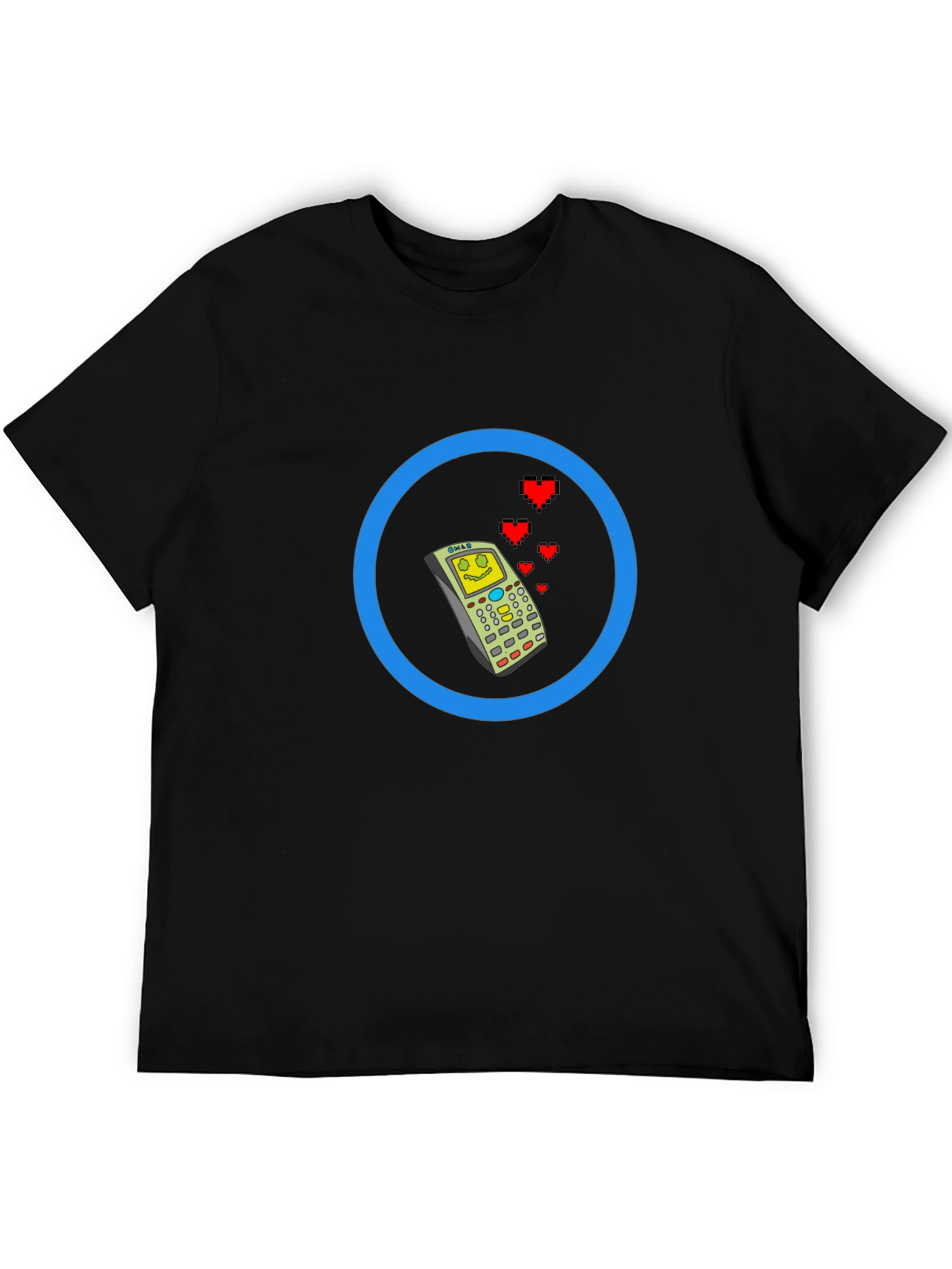 Retro Cell Phone with Love Hearts Mens Tee