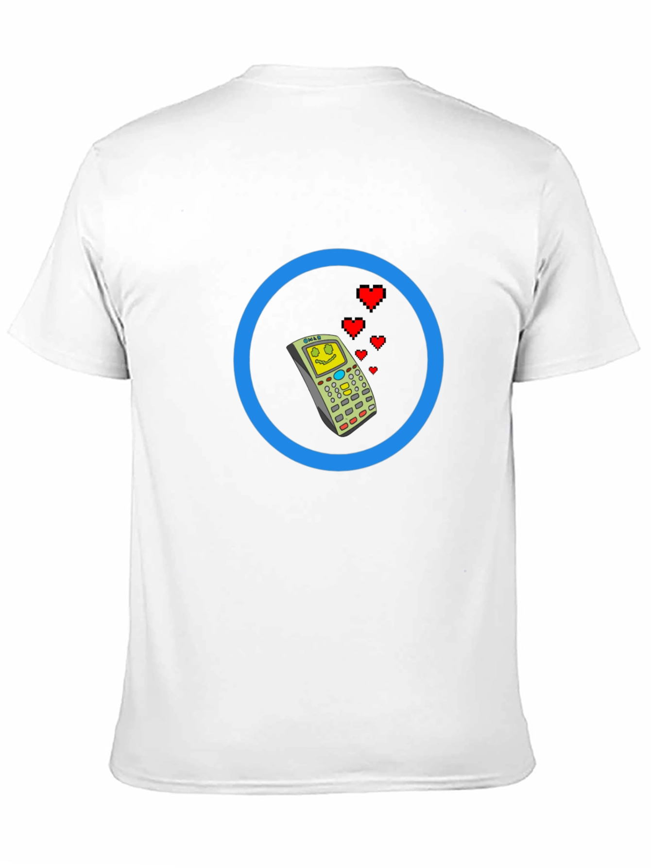 Retro Cell Phone with Love Hearts Mens Tee