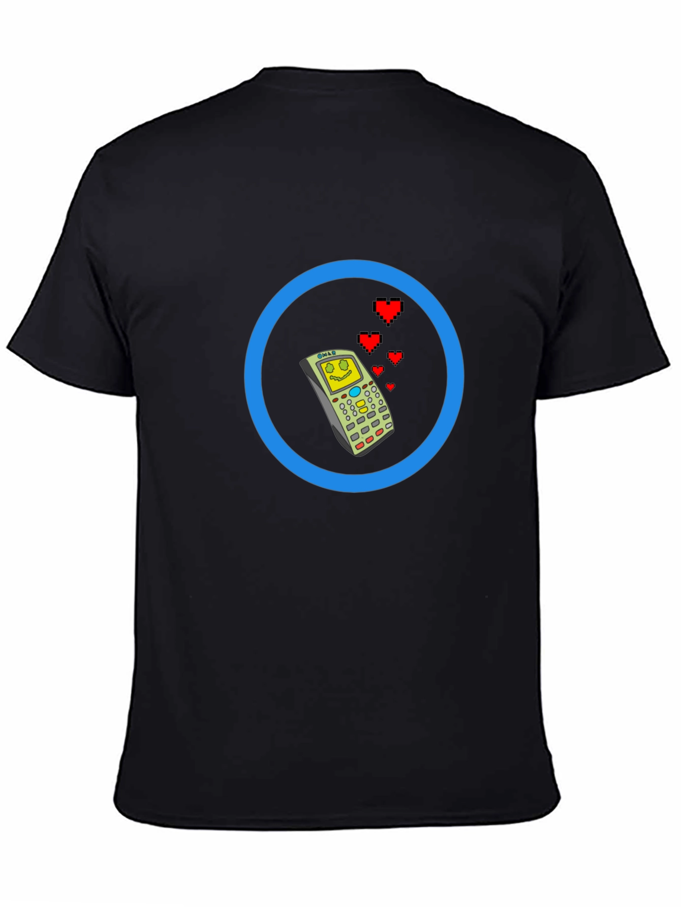 Retro Cell Phone with Love Hearts Mens Tee