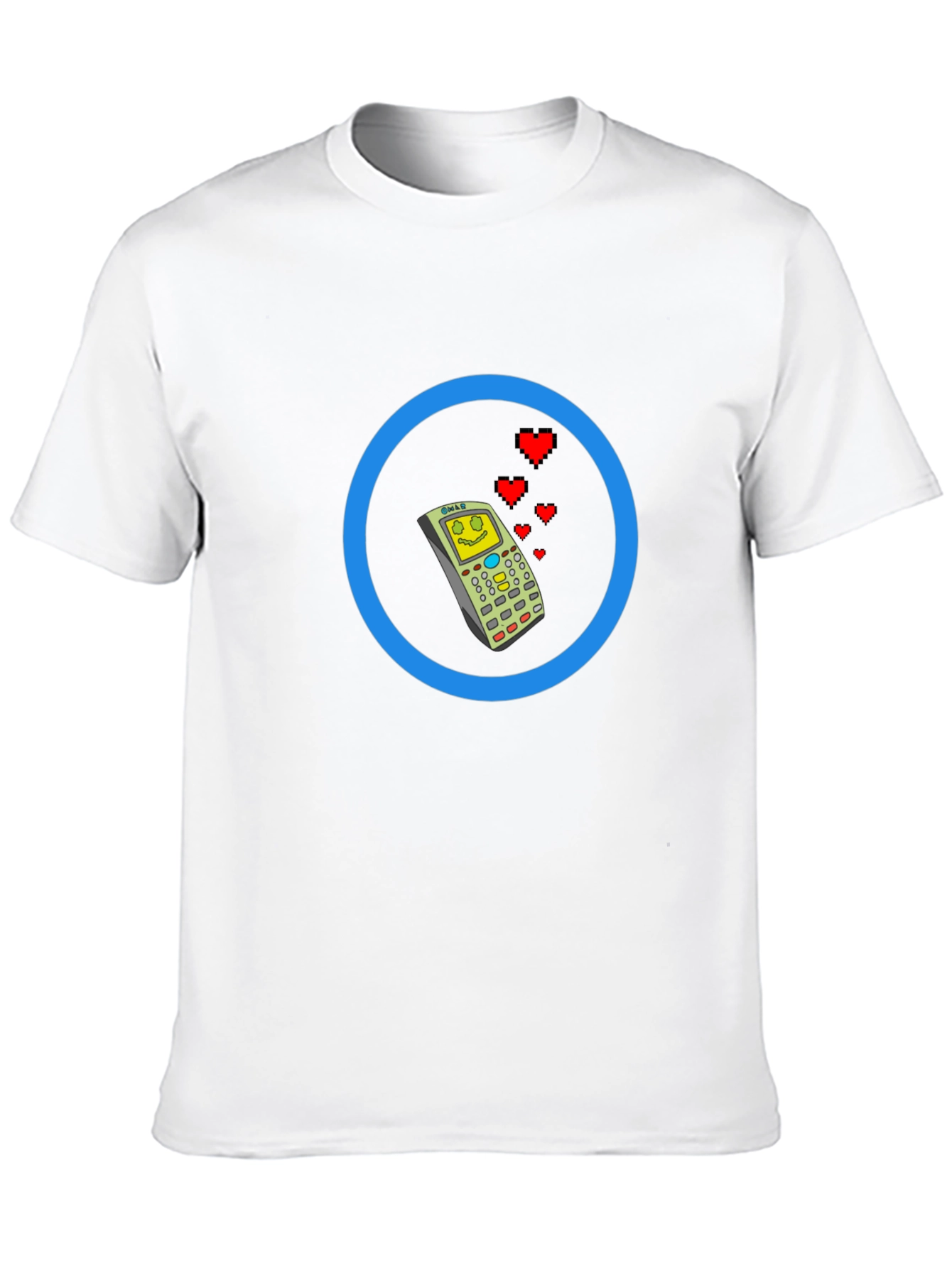 Retro Cell Phone with Love Hearts Mens Tee