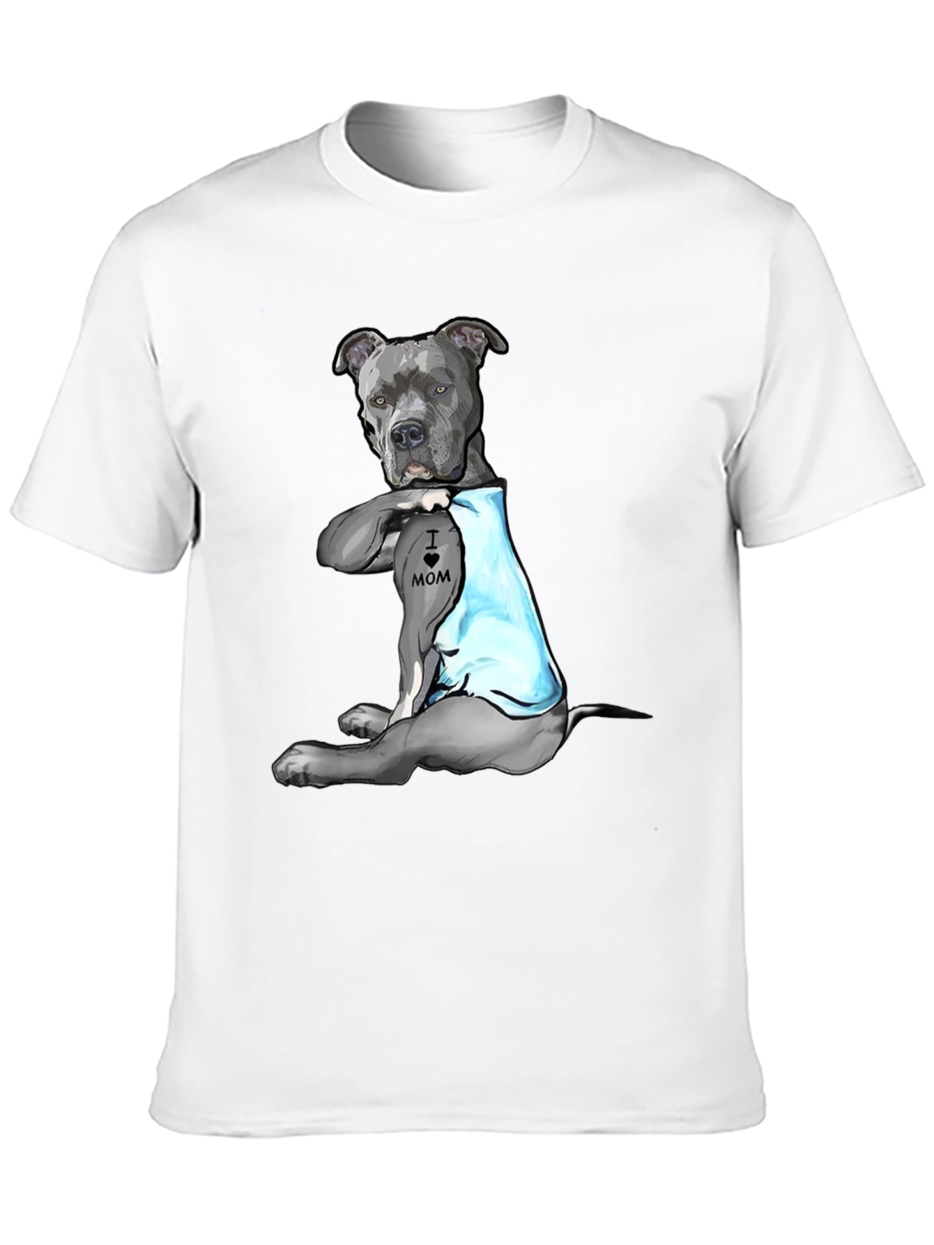 Pitbull Tattoo I Love Mom T-Shirt