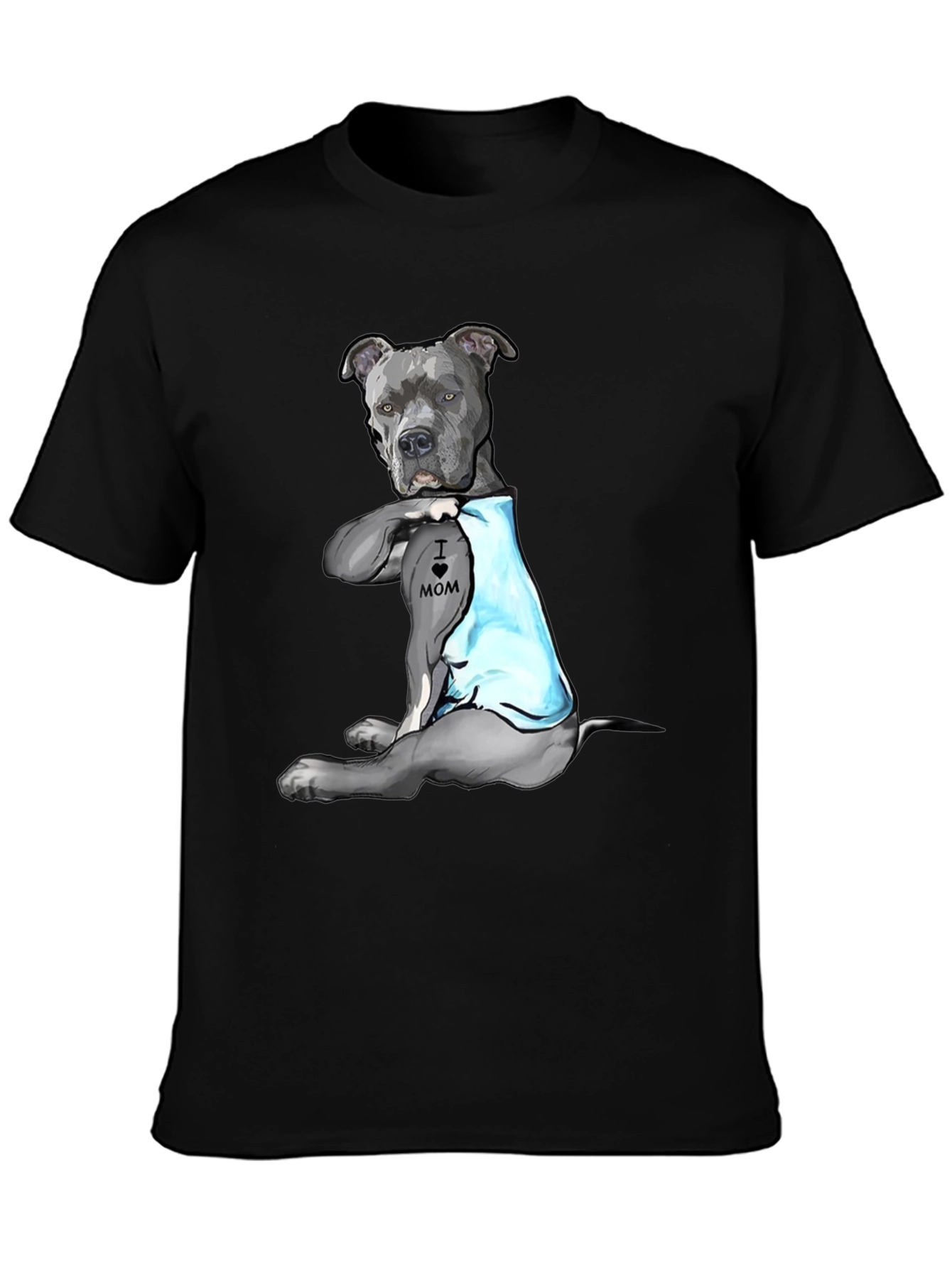 Pitbull Tattoo I Love Mom T-Shirt