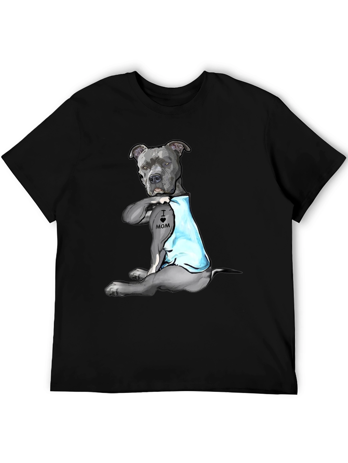 Pitbull Tattoo I Love Mom T-Shirt