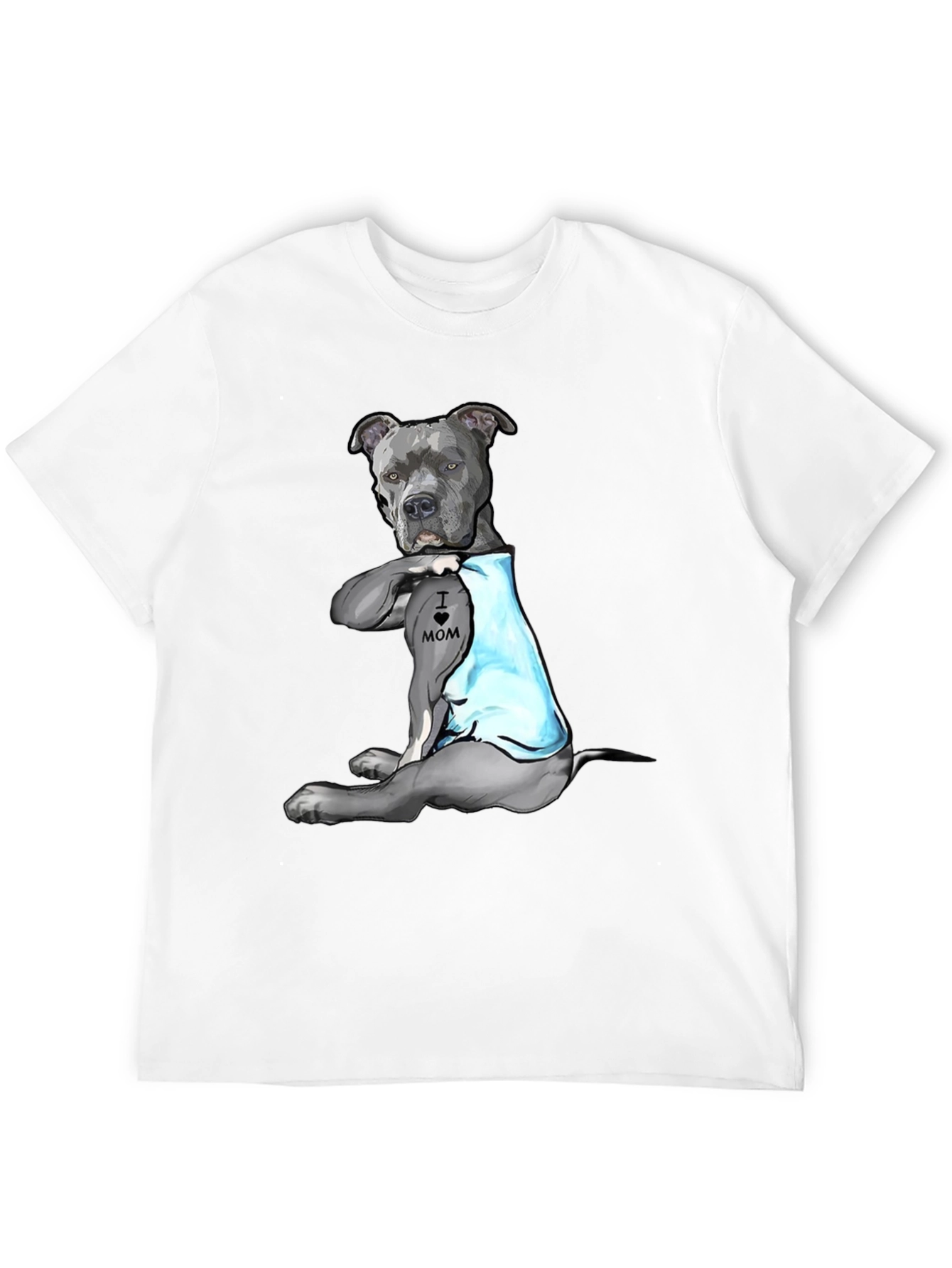 Pitbull Tattoo I Love Mom T-Shirt