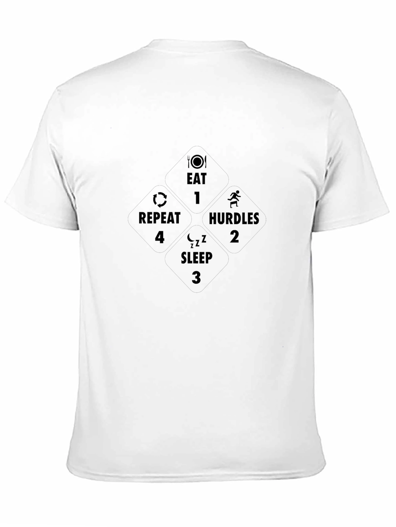 Eat Hurdle Sleep Repeat Black Graphic T-Shirt