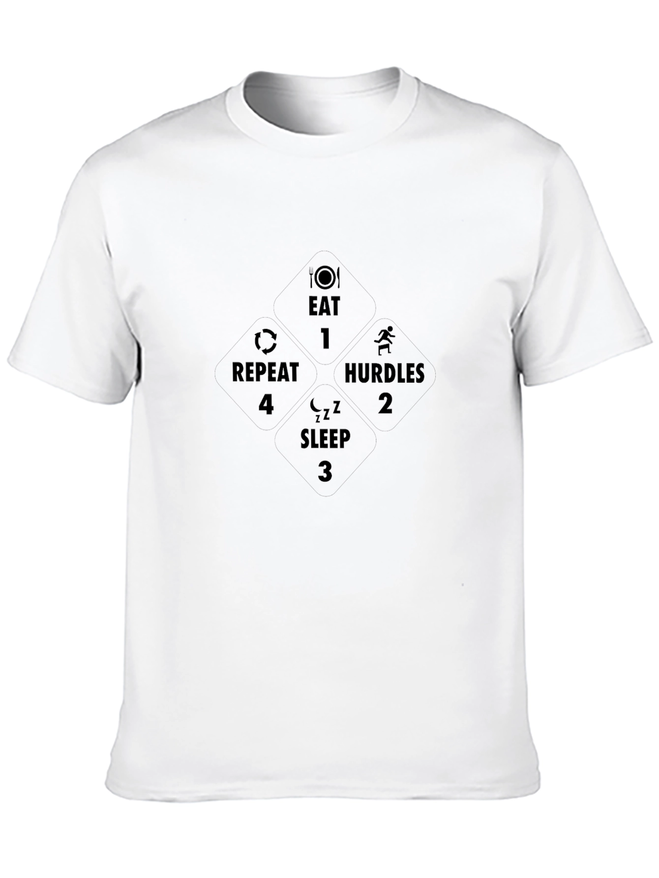 Eat Hurdle Sleep Repeat Black Graphic T-Shirt