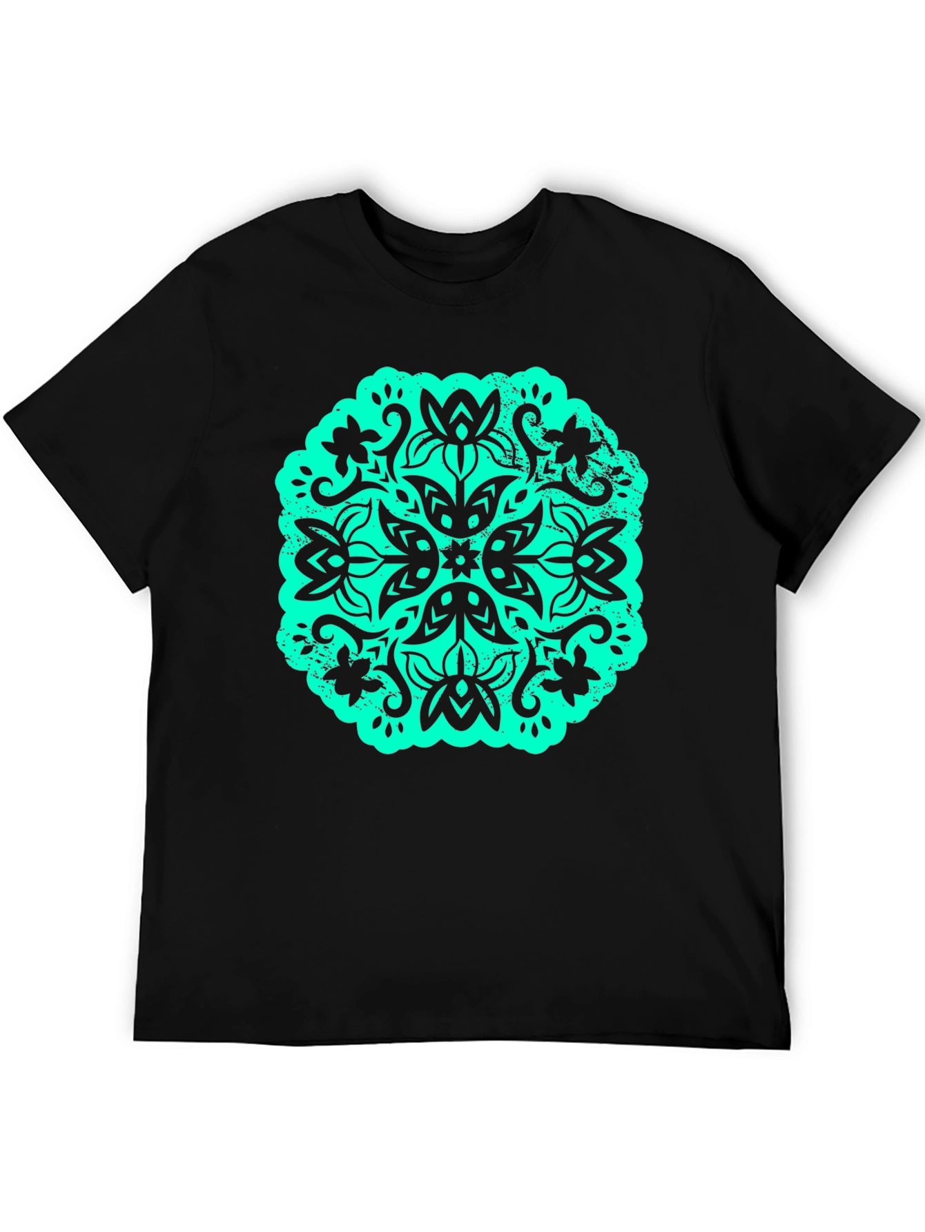 Floral Mandala Graphic Tee - Black