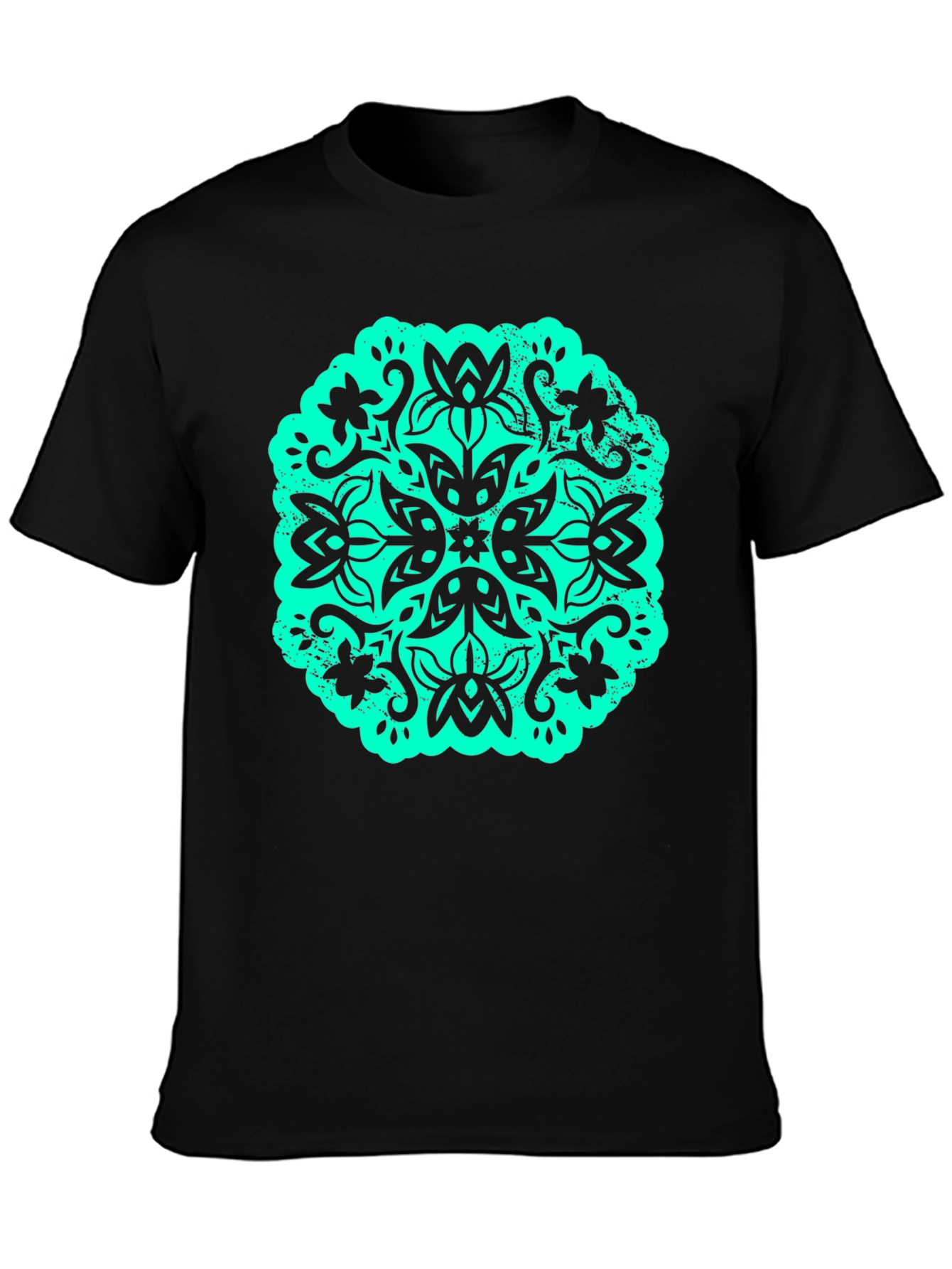 Floral Mandala Graphic Tee - Black