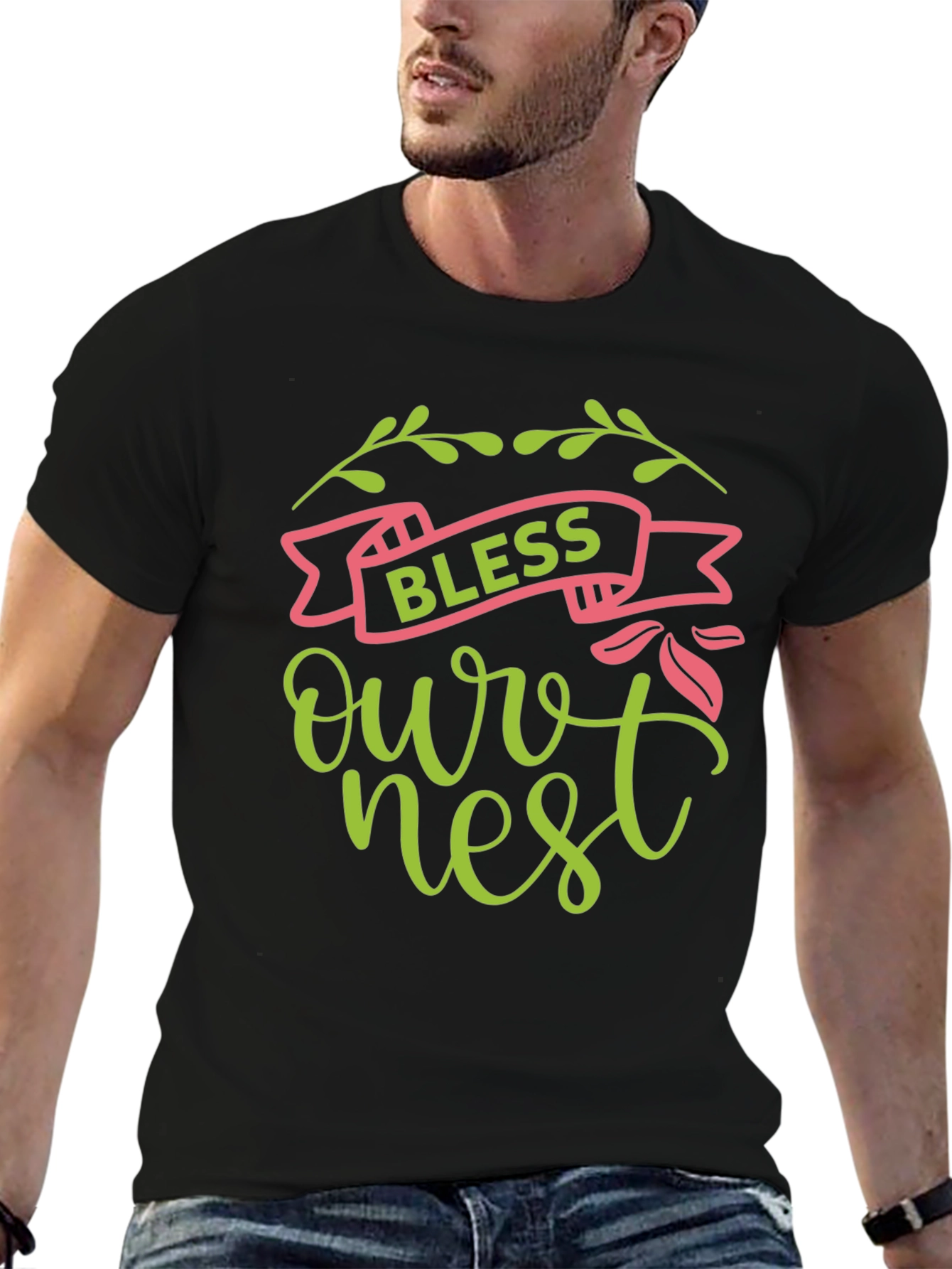 Bless Our Nest Graphic Tee - Black