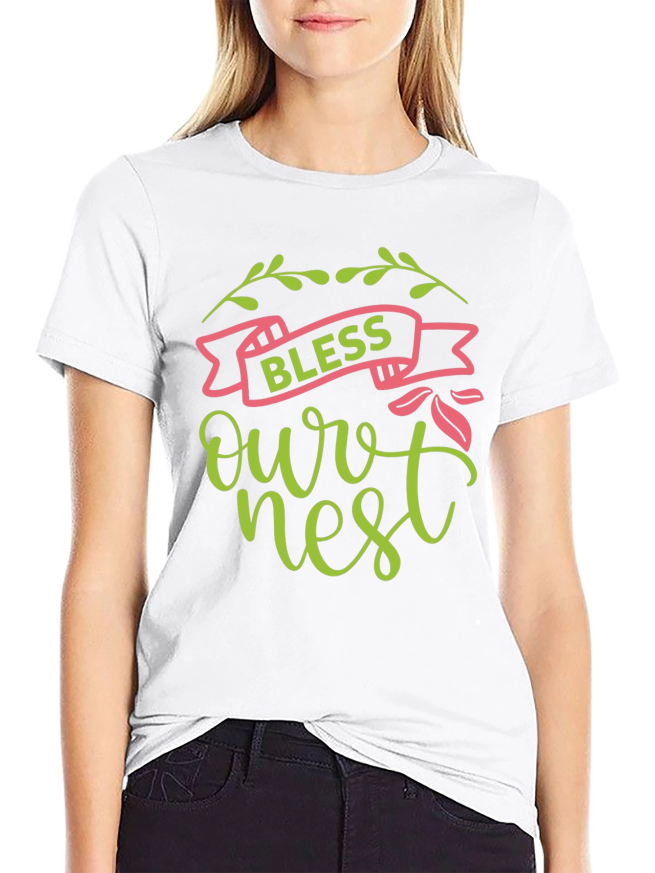 Bless Our Nest Graphic Tee - Black