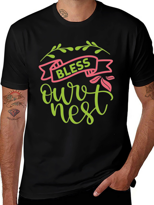 Bless Our Nest Graphic Tee - Black