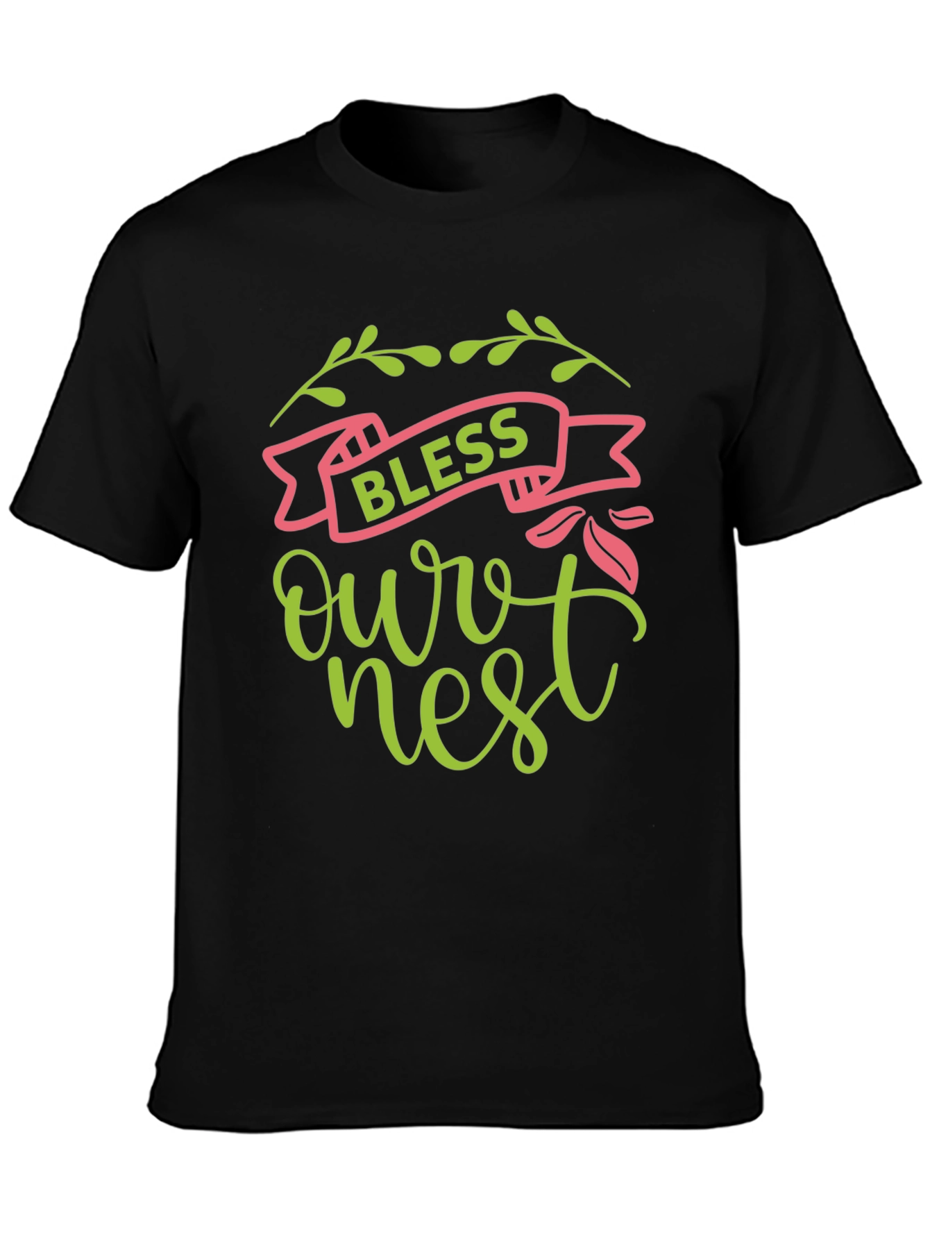Bless Our Nest Graphic Tee - Black