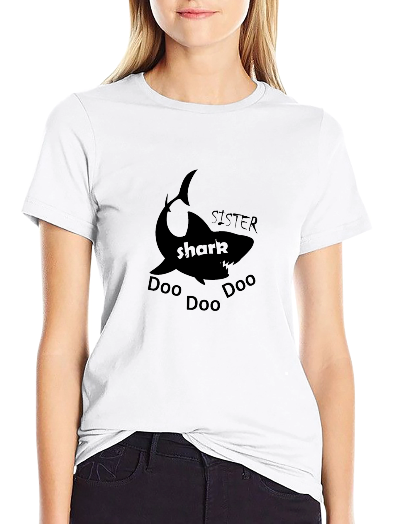 Sister Shark Doo Doo Black Graphic T-Shirt