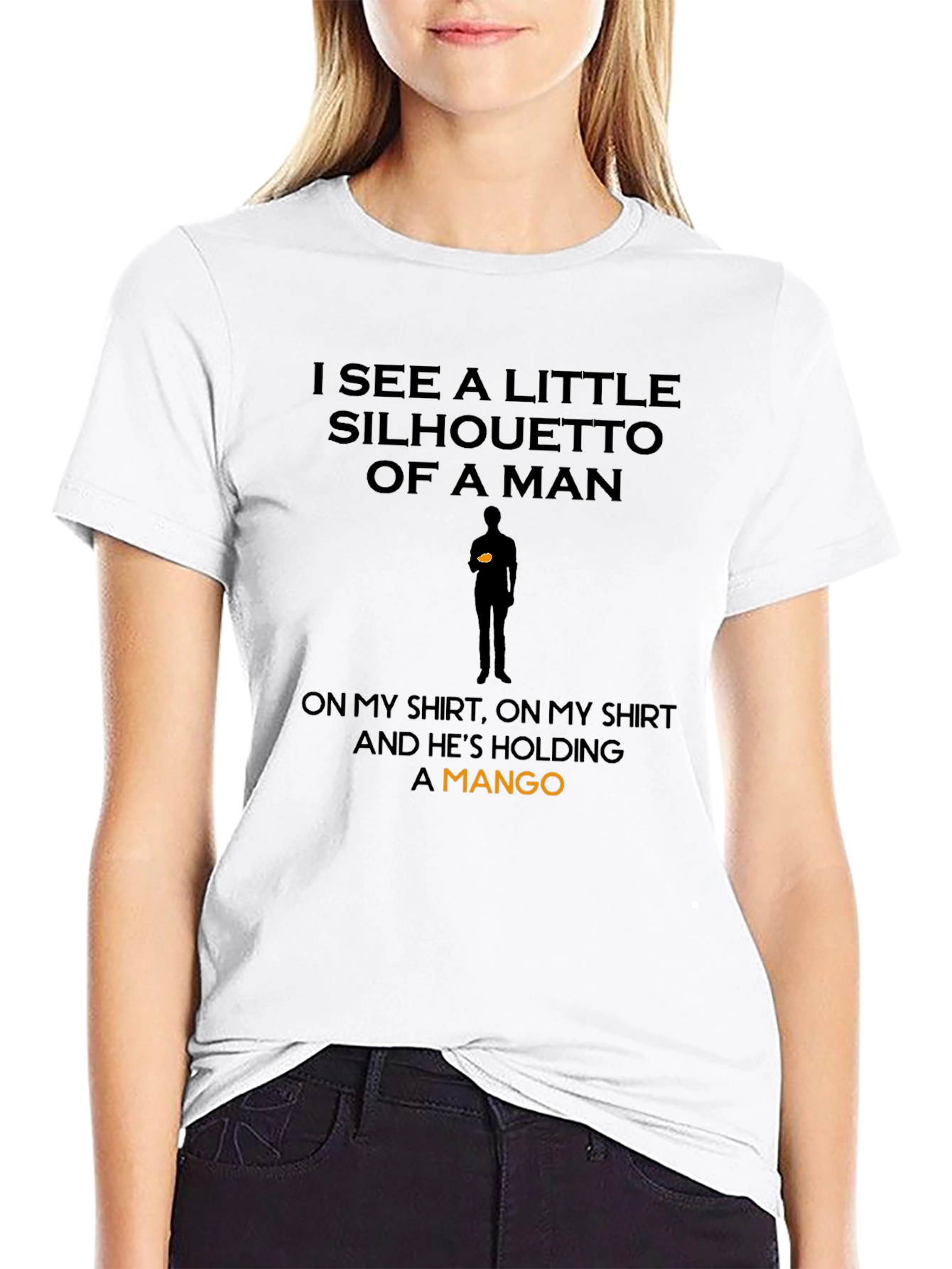 Silhouette of a Mango Man Black T-Shirt