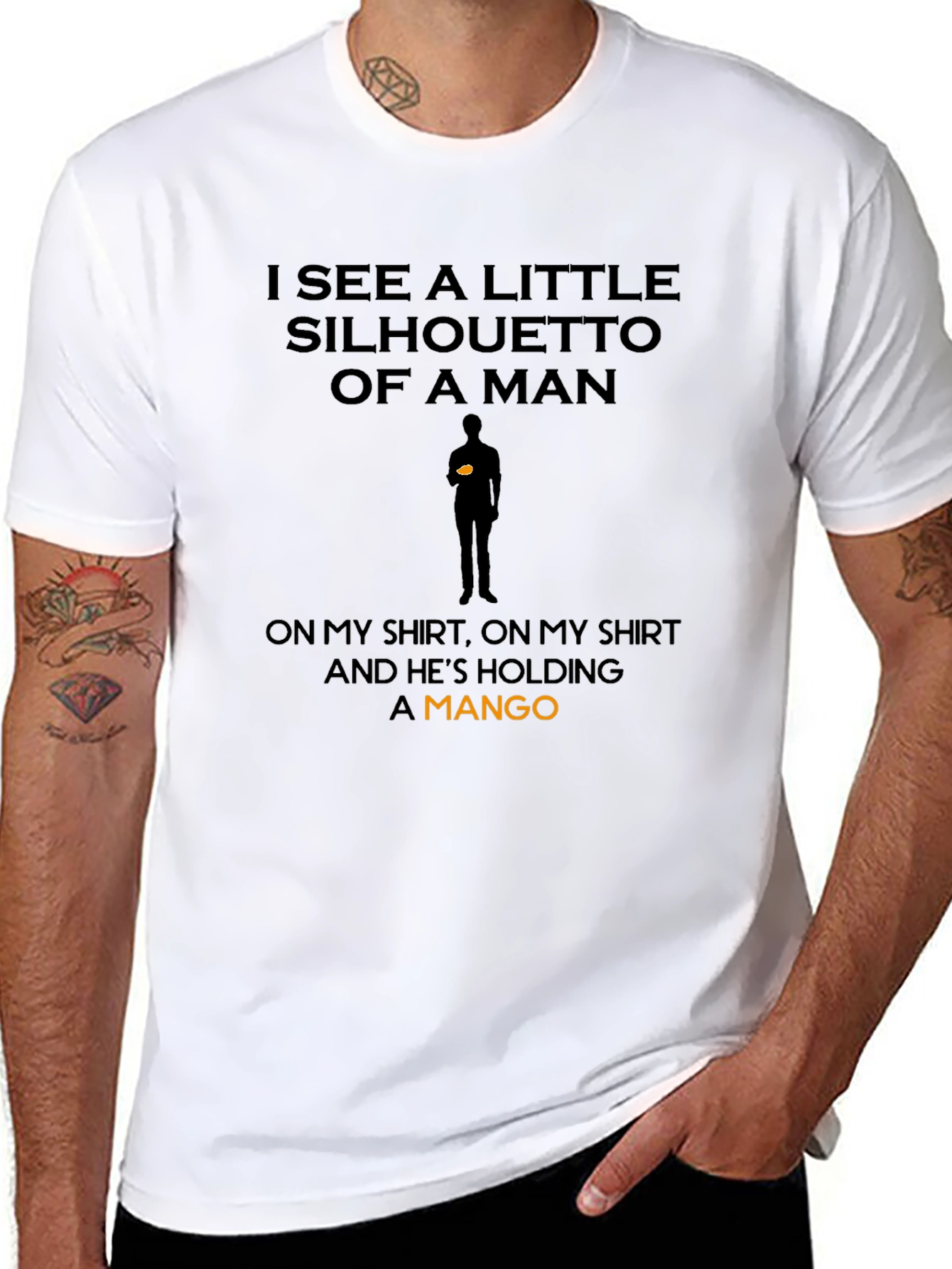 Silhouette of a Mango Man Black T-Shirt