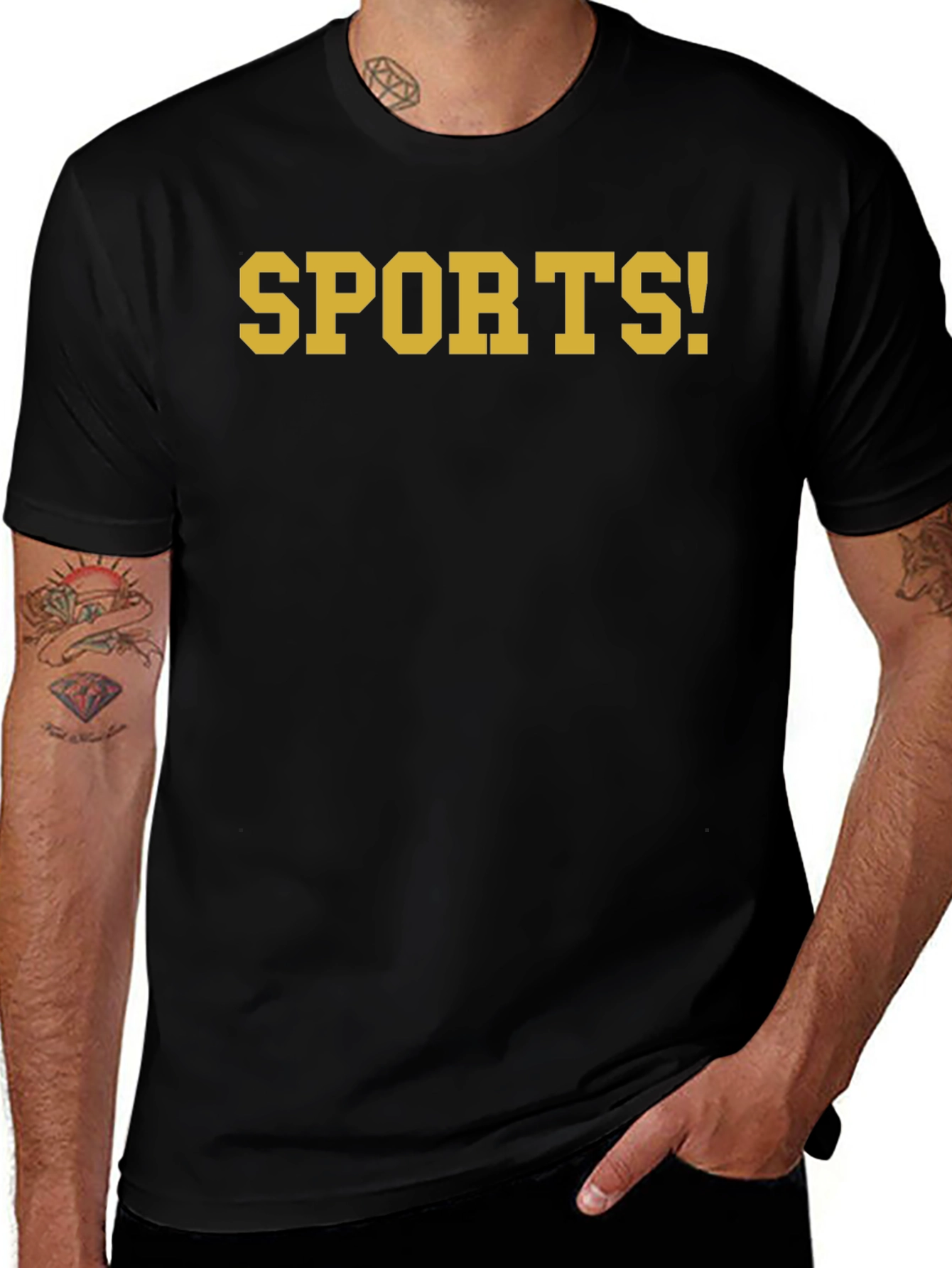 Mens SPORTS! Black Graphic T-Shirt