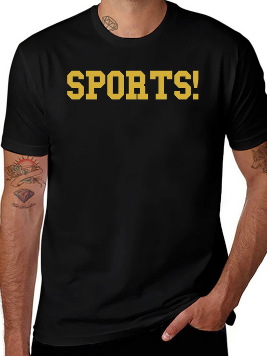 Mens SPORTS! Black Graphic T-Shirt