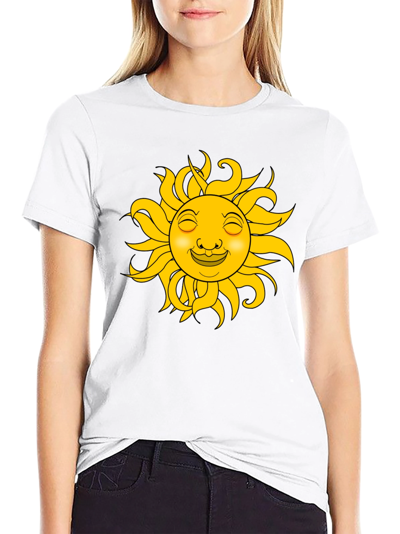 Smiling Sun Graphic T-Shirt - Black