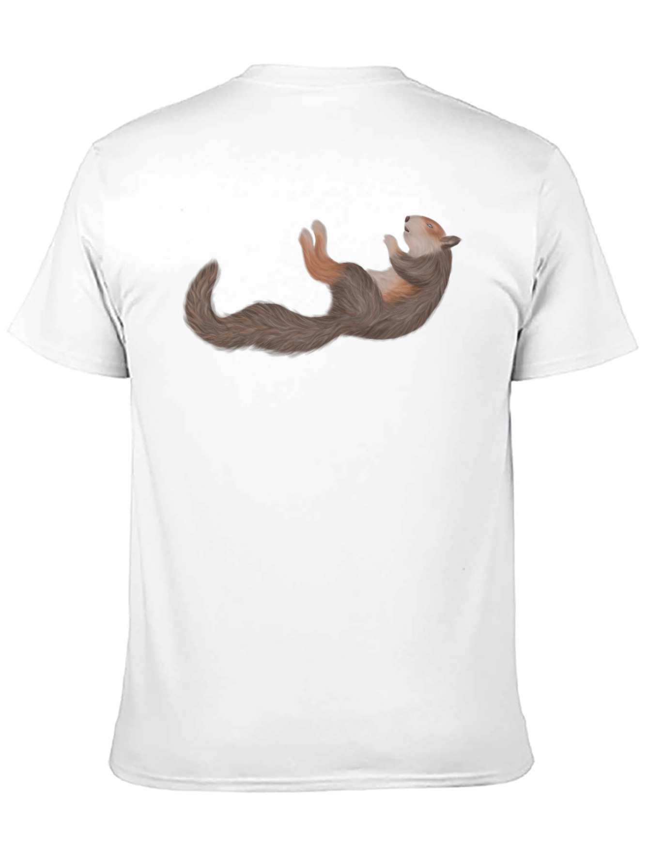 Squirrel Relaxing on Black Cotton T-Shirt